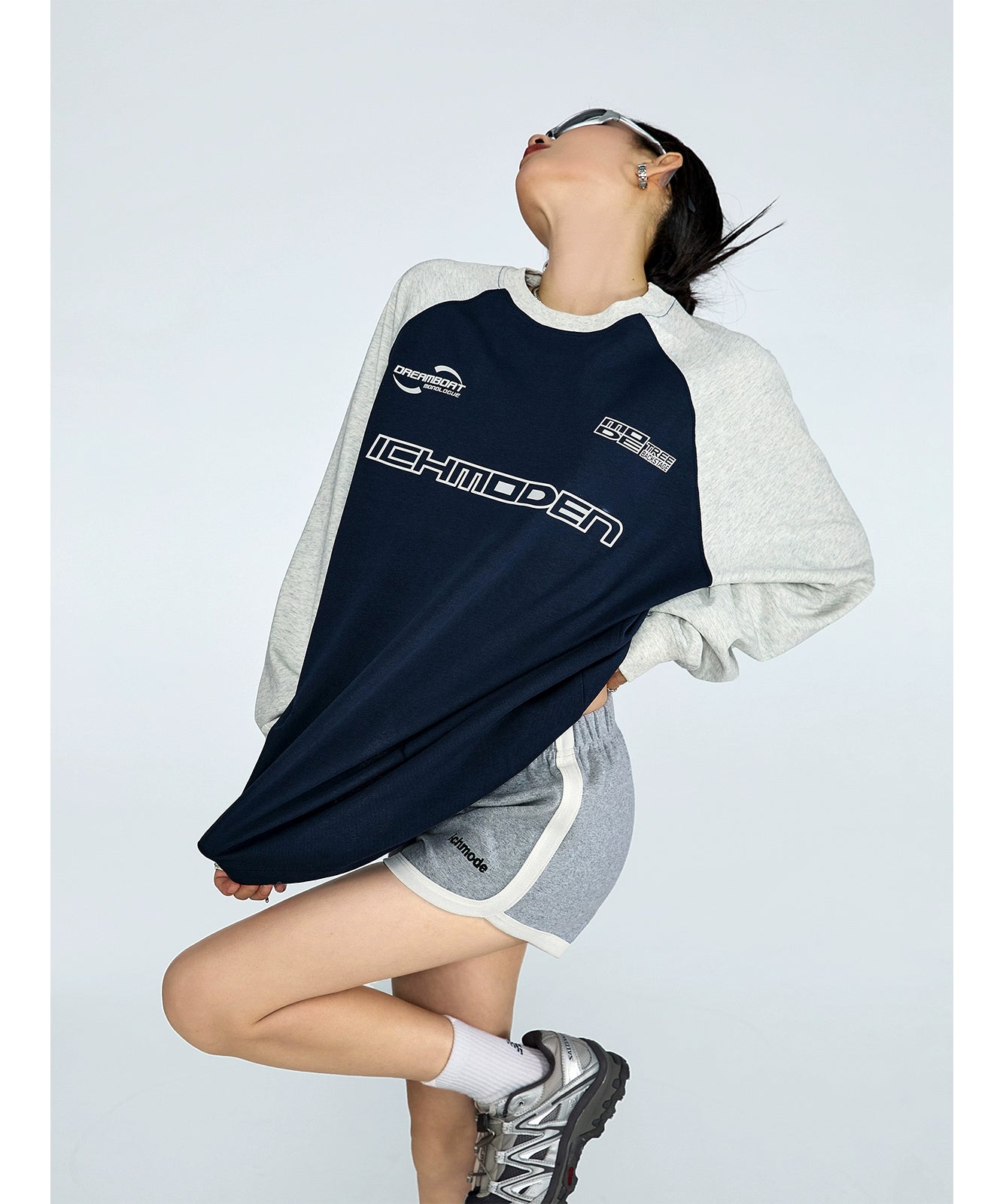 ICH MODE 美式复古圆领卫衣女2025新款秋宽松休闲百搭T恤上衣