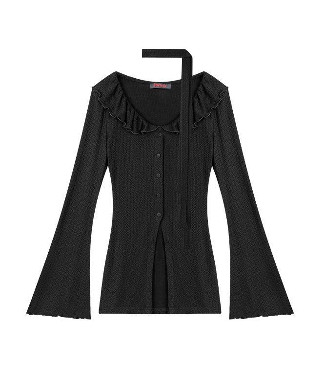 野生zero 红色针织套装女春夏修身显瘦喇叭袖上衣包臀半身裙子