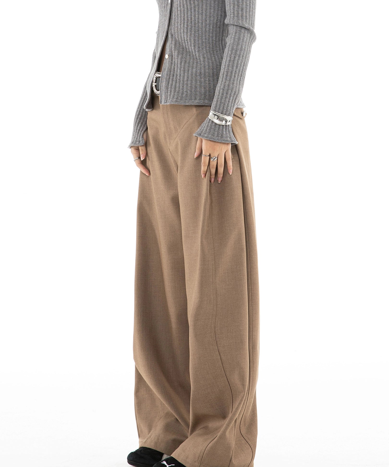 ICH MODE 美式复古宽松直筒休闲裤女新款阔腿裤百搭运动裤西装裤