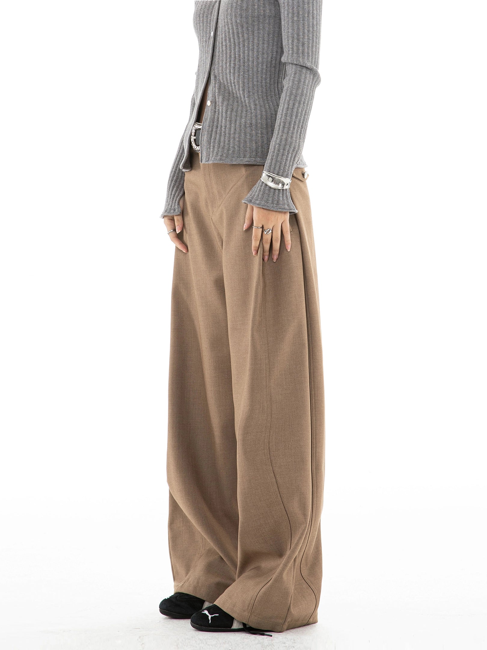 ICH MODE 美式复古宽松直筒休闲裤女新款阔腿裤百搭运动裤西装裤