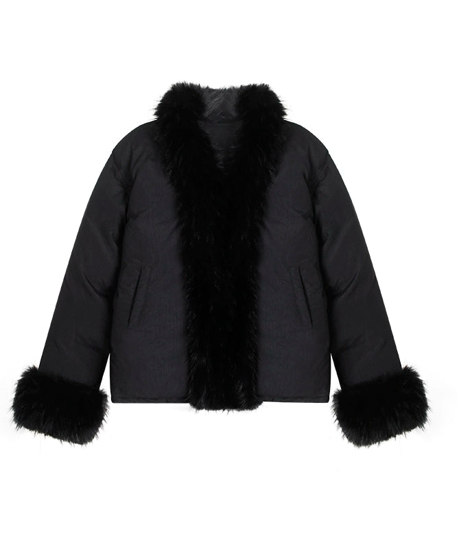 野生zerocircle黑色鸭绒毛领羽绒服女冬季设计感小众宽松加厚外套