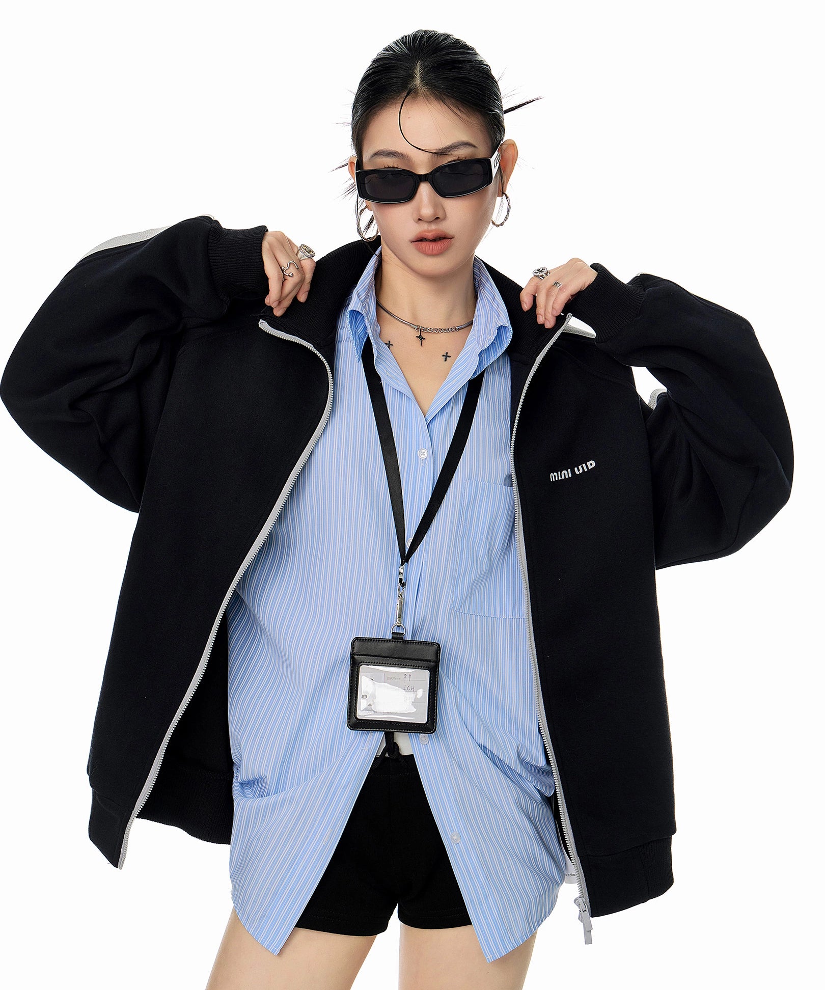 ICH MODE 美式复古卫衣外套女秋冬2025新款宽松休闲运动开衫上衣