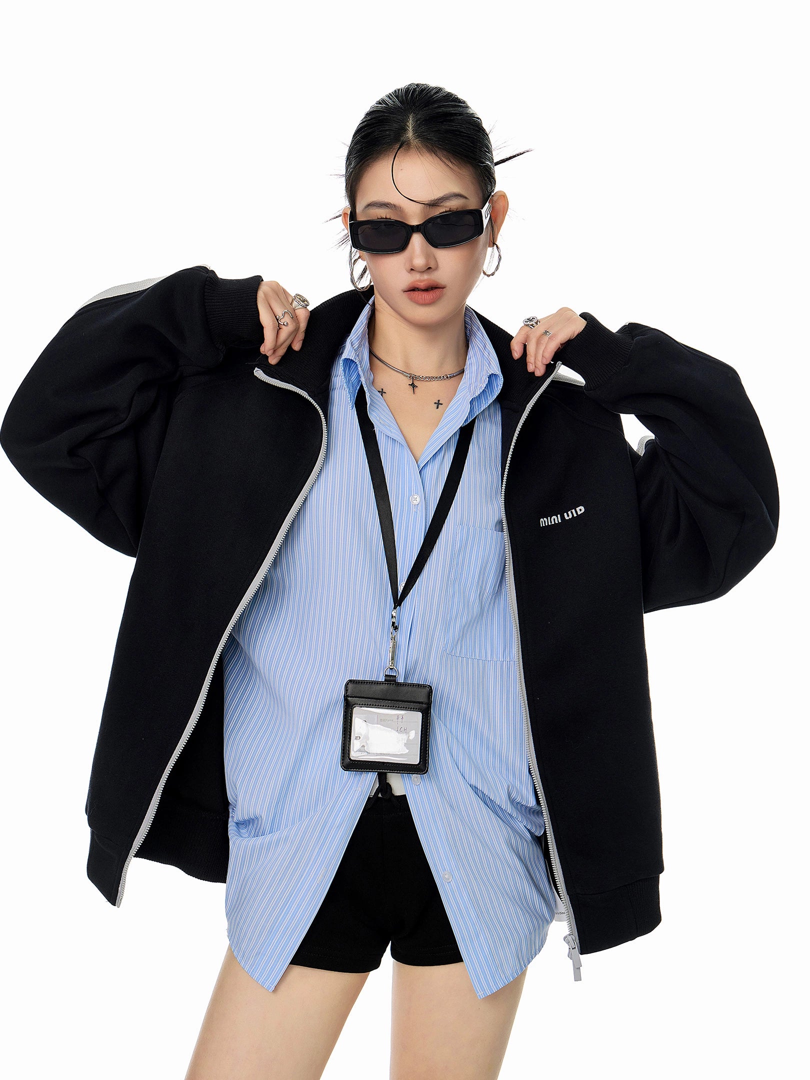 ICH MODE 美式复古卫衣外套女秋冬2025新款宽松休闲运动开衫上衣