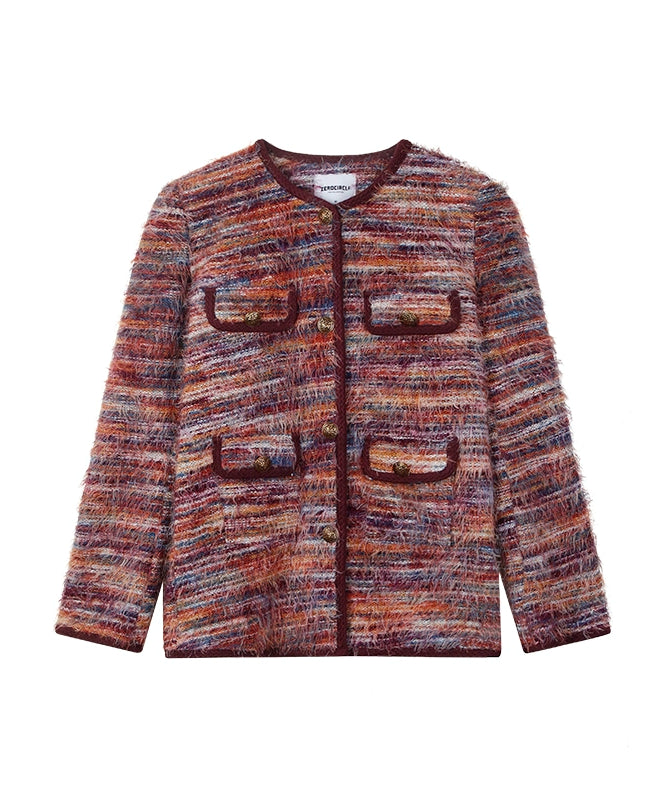 野生zerocircle彩色小众休闲毛毛外套女春秋高级设计感韩系慵懒风