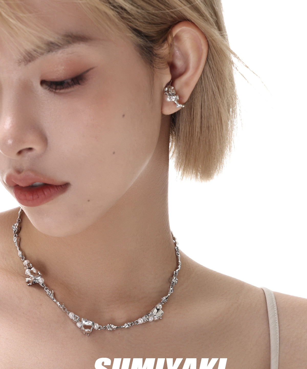 无耳洞星人冲！SUMIYAKI 熔岩方块系列ice冰块珍珠耳夹小众高级感