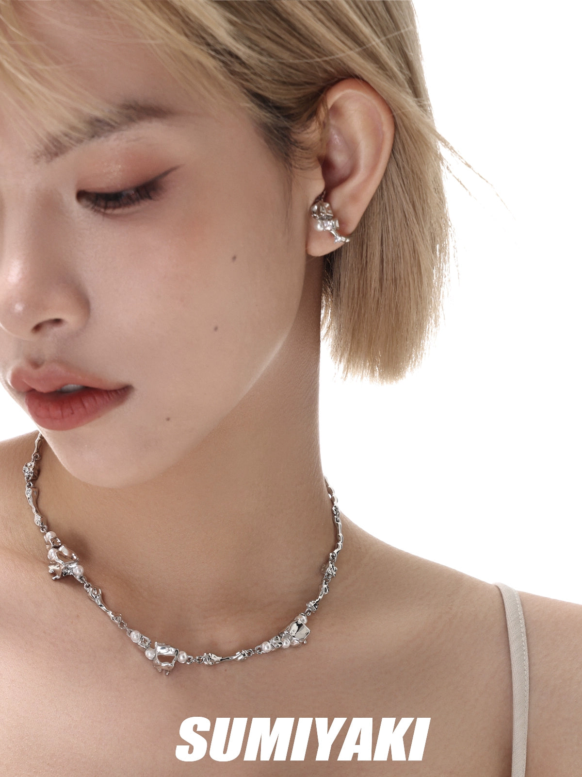 无耳洞星人冲！SUMIYAKI 熔岩方块系列ice冰块珍珠耳夹小众高级感