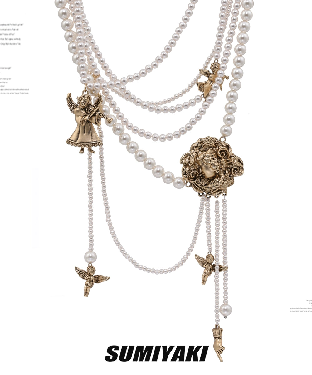 重工bi入款！SUMIYAKI原创美拉德美式珍珠项链重工小众个性毛衣链