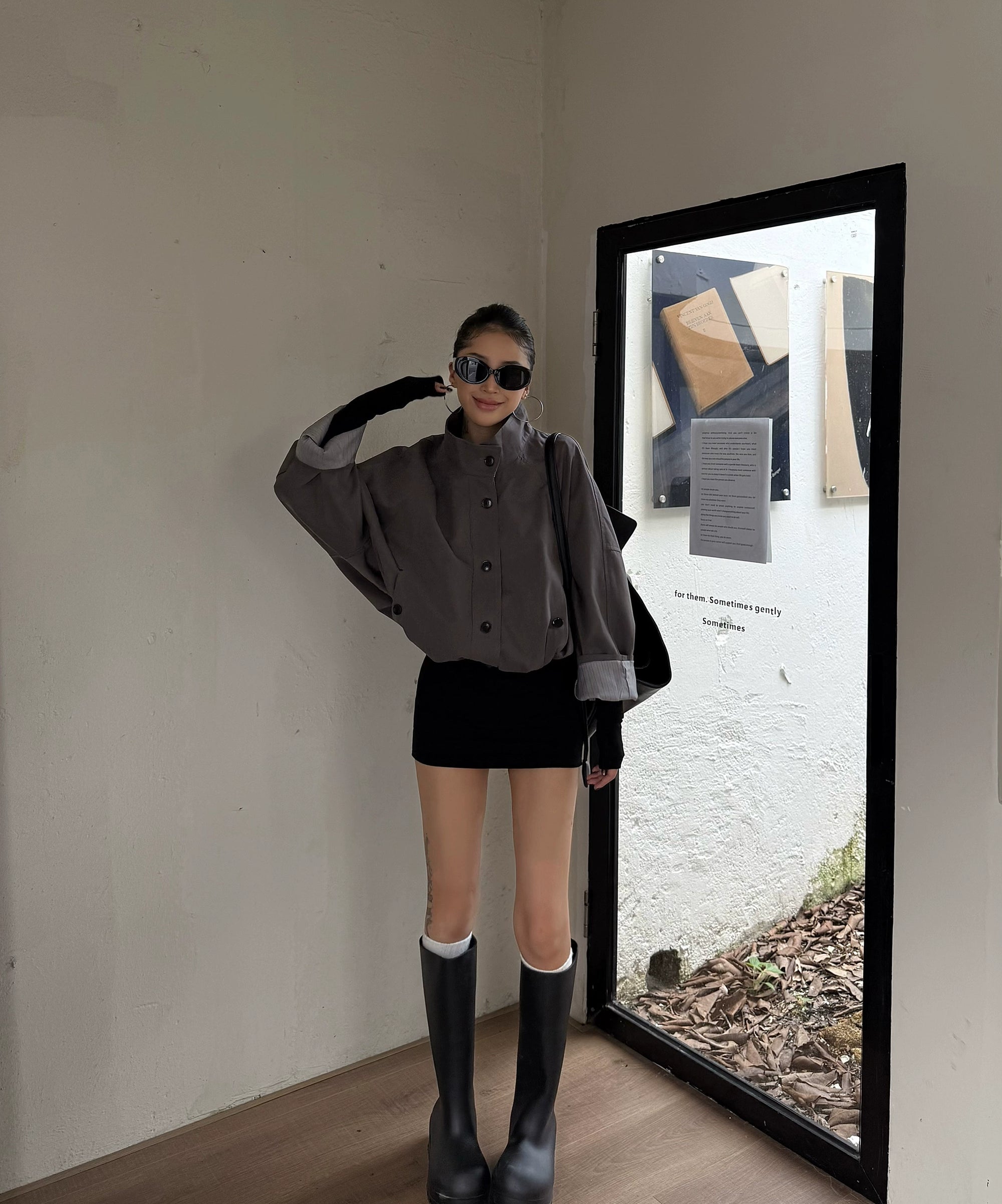 野生zero立领拼接风衣外套女秋季2025新款复古设计感宽松显瘦上衣