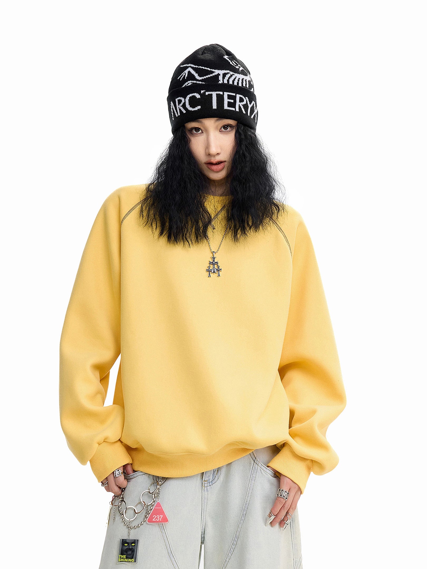 ICH MODE 美式复古红色圆领卫衣女2025新款秋冬宽松休闲长袖上衣