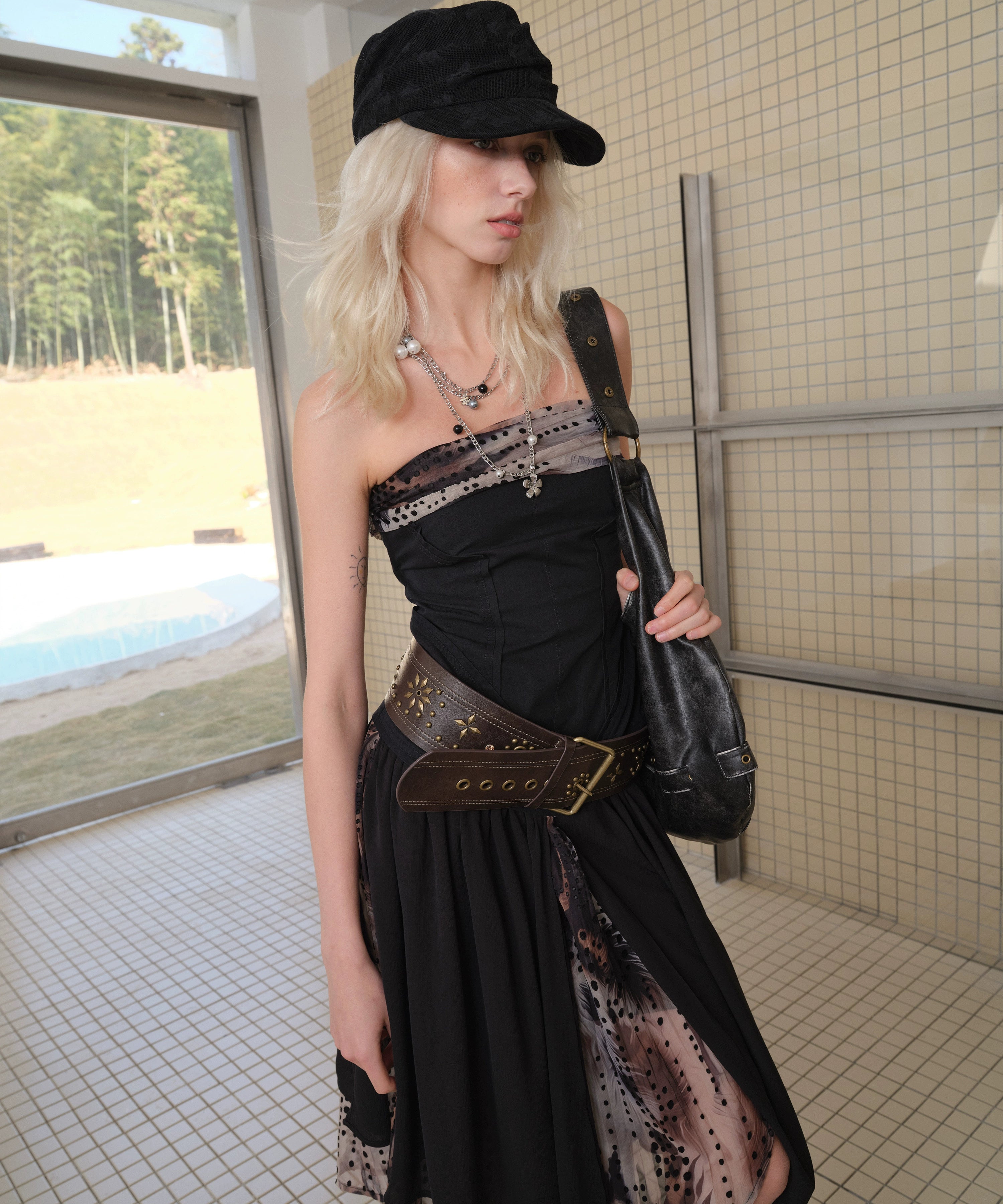 2th Desire蕾丝复古小众扭扭褶皱轻薄透气报童帽大头围堆堆帽