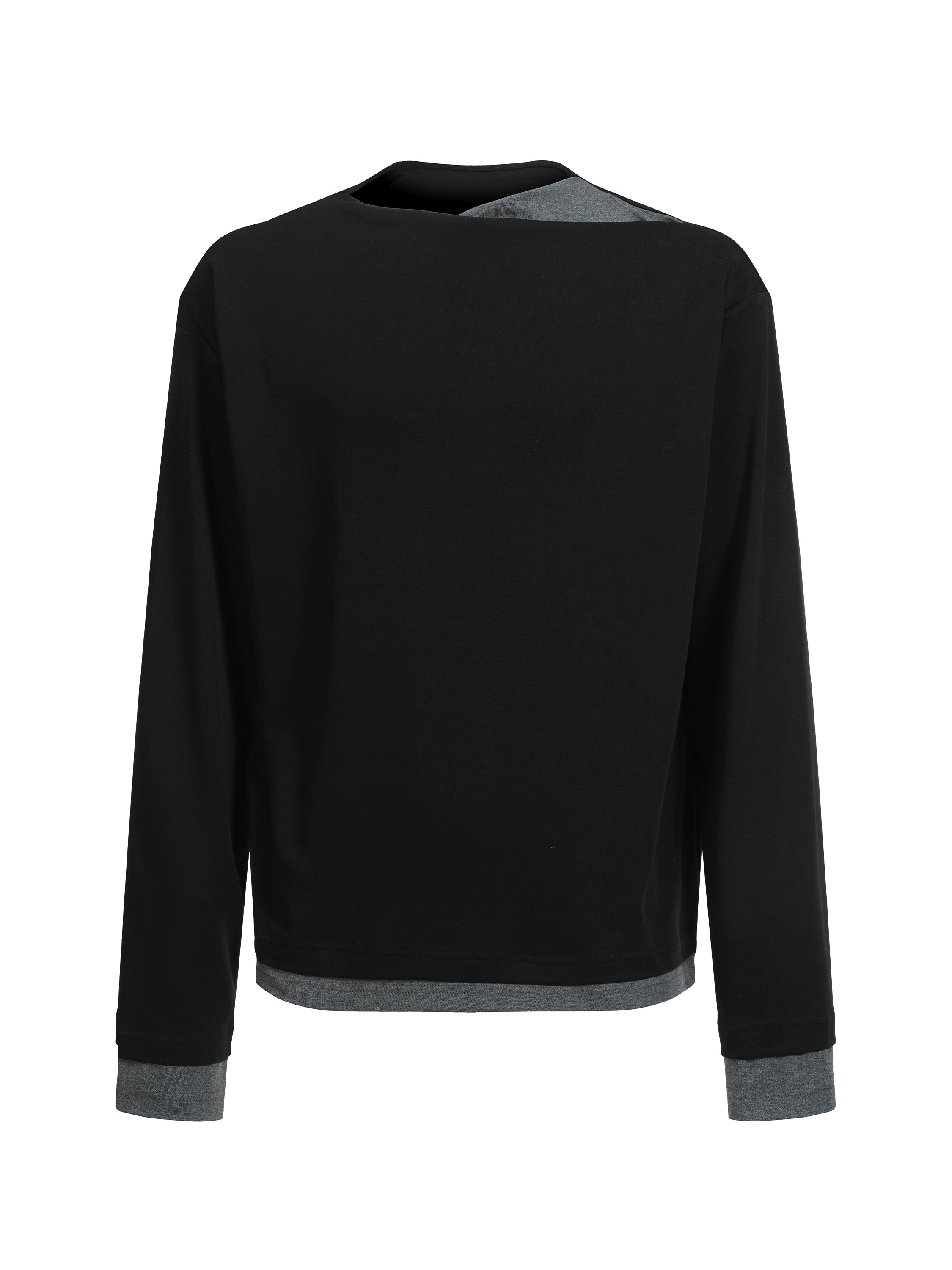 假两件棉氨柔软黑灰拼接斜领长袖打底通勤百搭TERRAINCOGNITA25AW