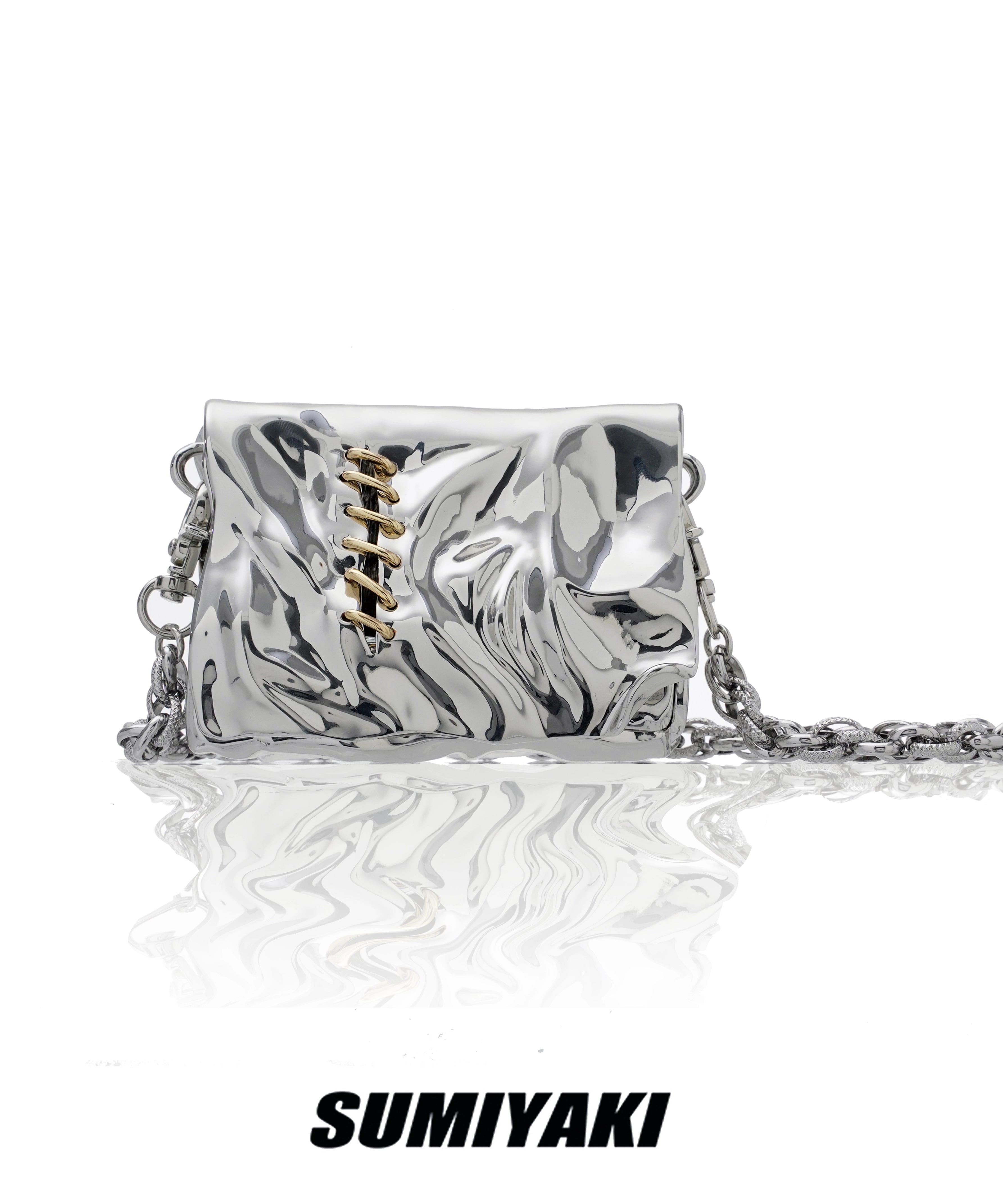 限量！SUMIYAKI原创液态金属褶皱mini口红包包小众设计身体配饰