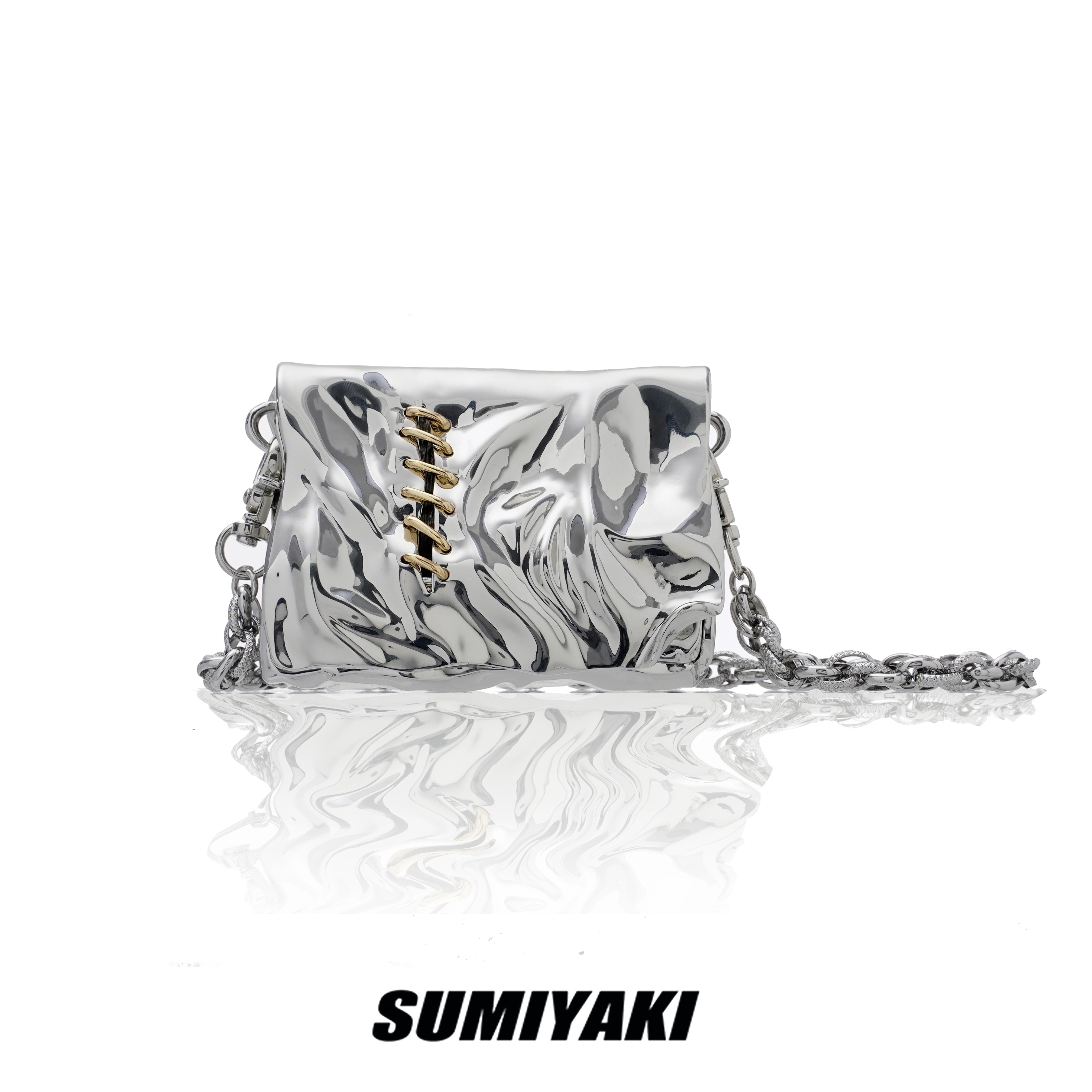 限量！SUMIYAKI原创液态金属褶皱mini口红包包小众设计身体配饰