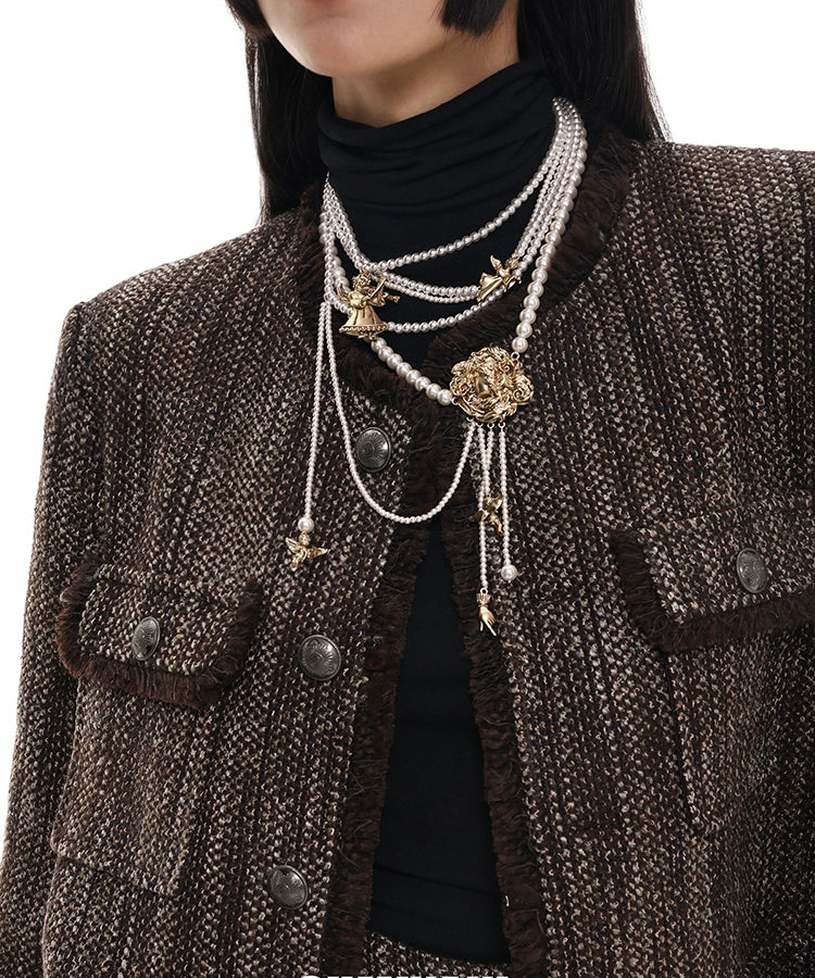 重工bi入款！SUMIYAKI原创美拉德美式珍珠项链重工小众个性毛衣链