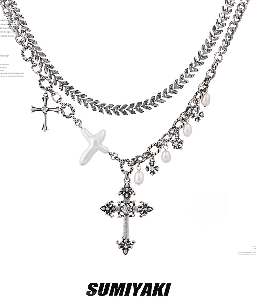 珍珠做成的十字架！SUMIYAKI哑银十字架项链女