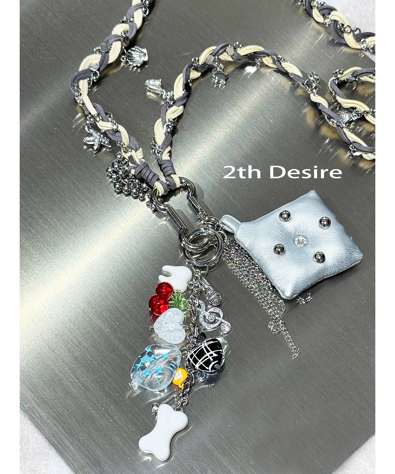 2th Desire原创手工编织百搭小众设计感朋克长款项链毛衣链包挂链