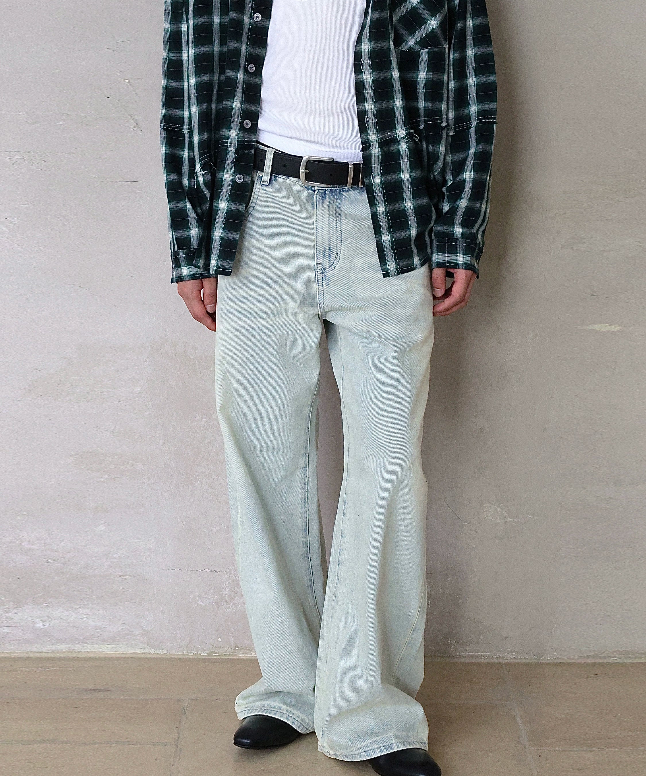 奶油白浅蓝A字型直筒牛仔裤日常通勤休闲百搭TERRAINCOGNITA25AW