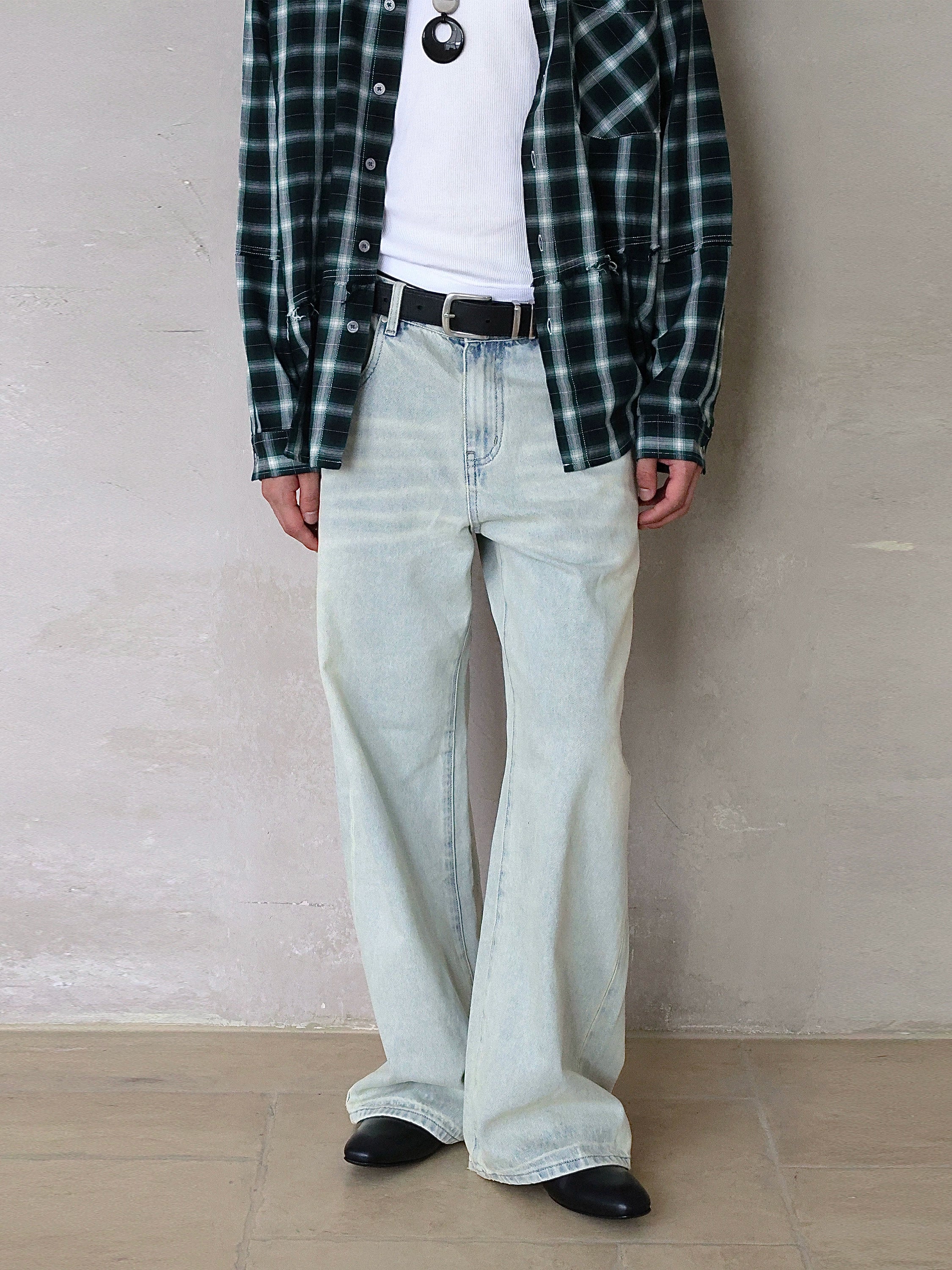 奶油白浅蓝A字型直筒牛仔裤日常通勤休闲百搭TERRAINCOGNITA25AW