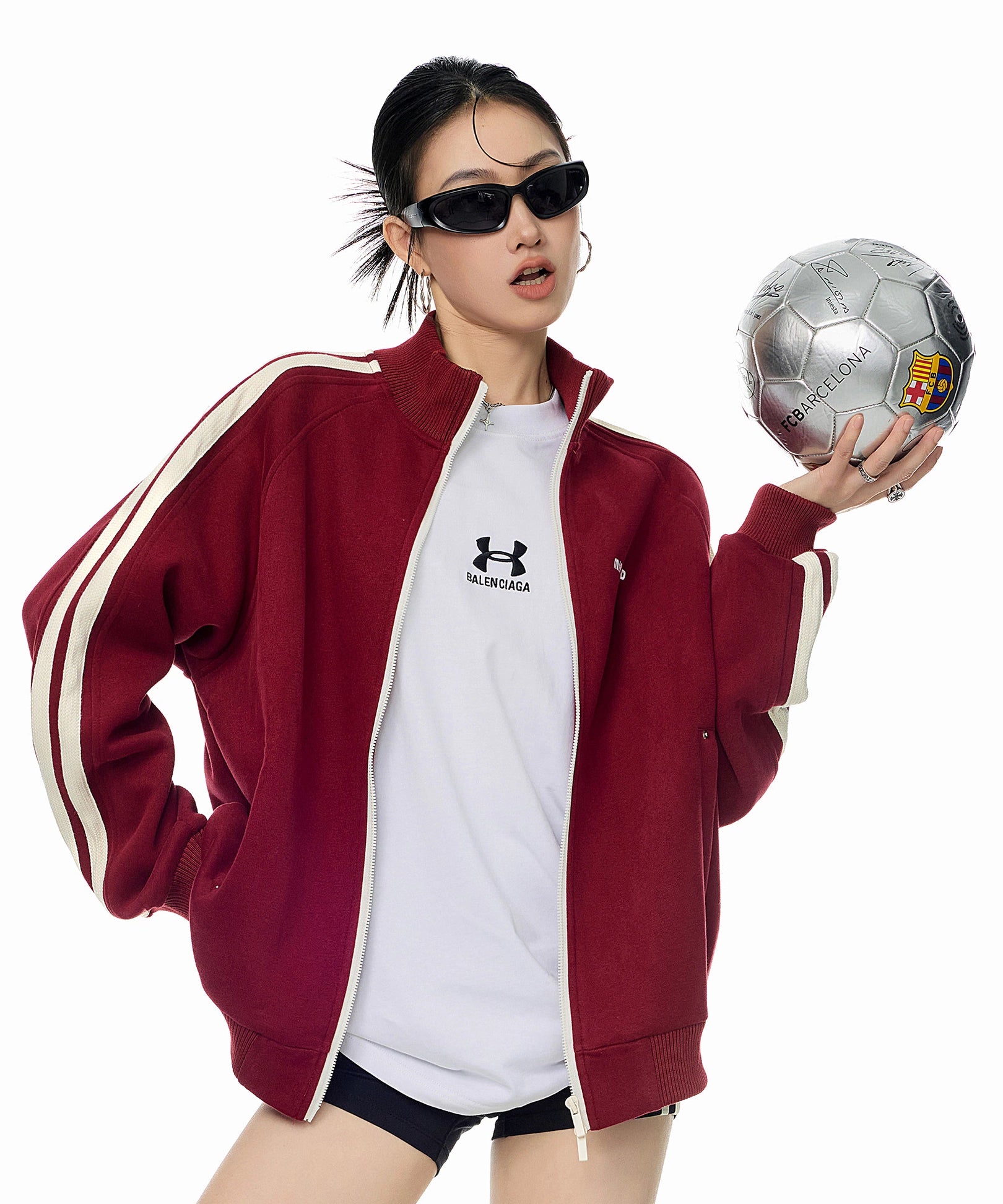 ICH MODE 美式复古卫衣外套女秋冬2025新款宽松休闲运动开衫上衣