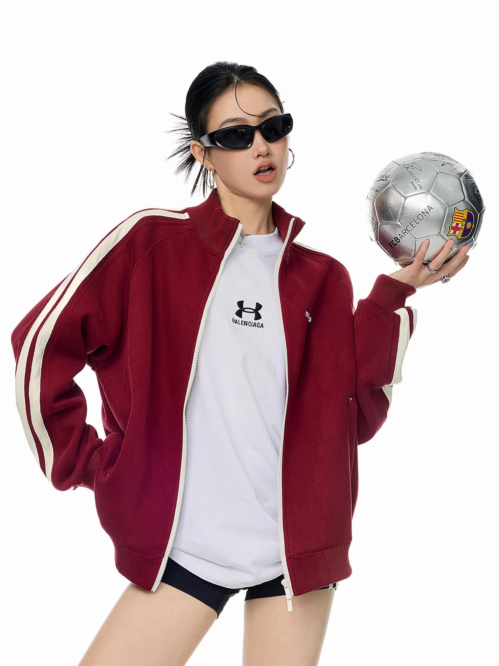 ICH MODE 美式复古卫衣外套女秋冬2025新款宽松休闲运动开衫上衣