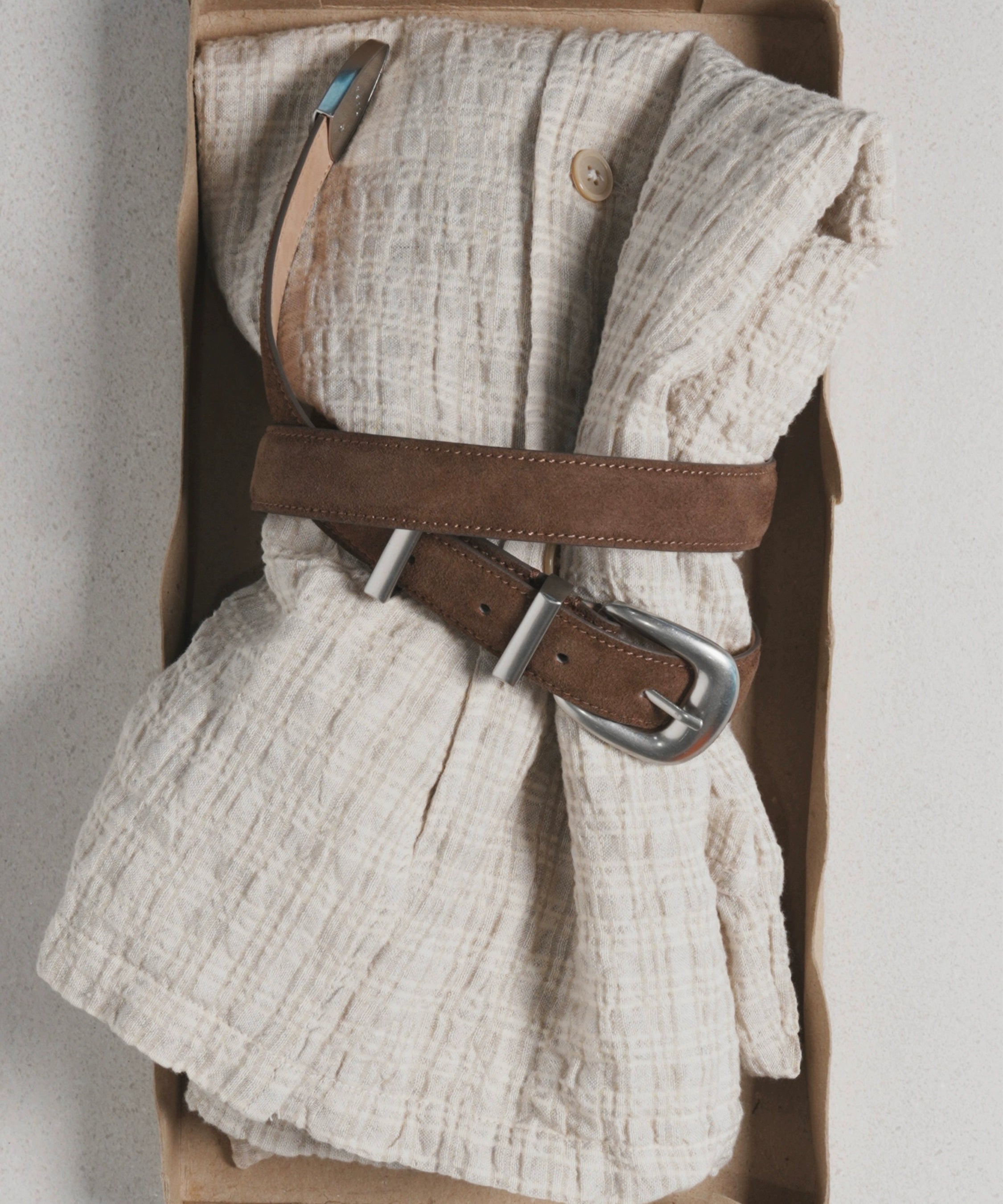 头层牛皮/棕麂皮银扣复古老钱风细款男女腰带TERRAINCOGNITA