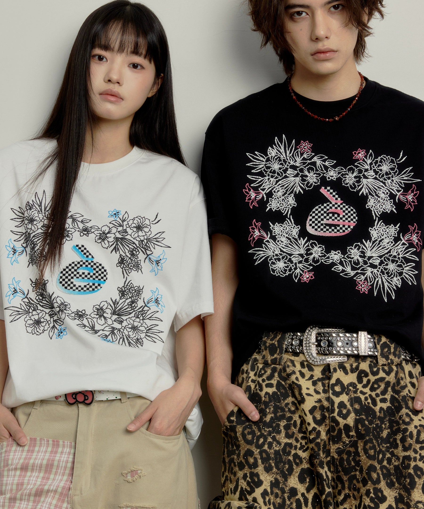 “繁花”| eeee夏日繁花短袖设计感珠点牙刷绣字母T恤情侣装夏季