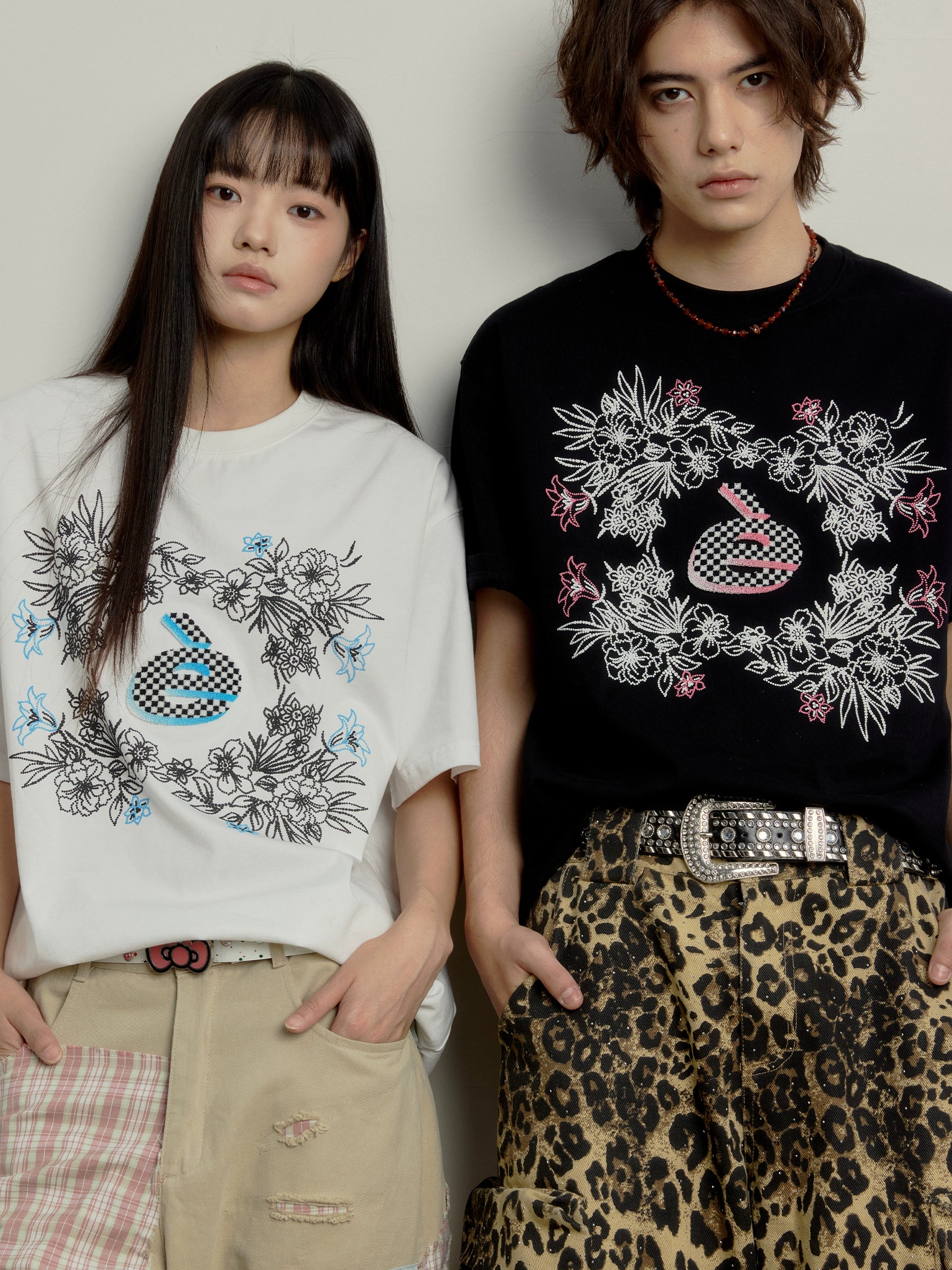 “繁花”| eeee夏日繁花短袖设计感珠点牙刷绣字母T恤情侣装夏季