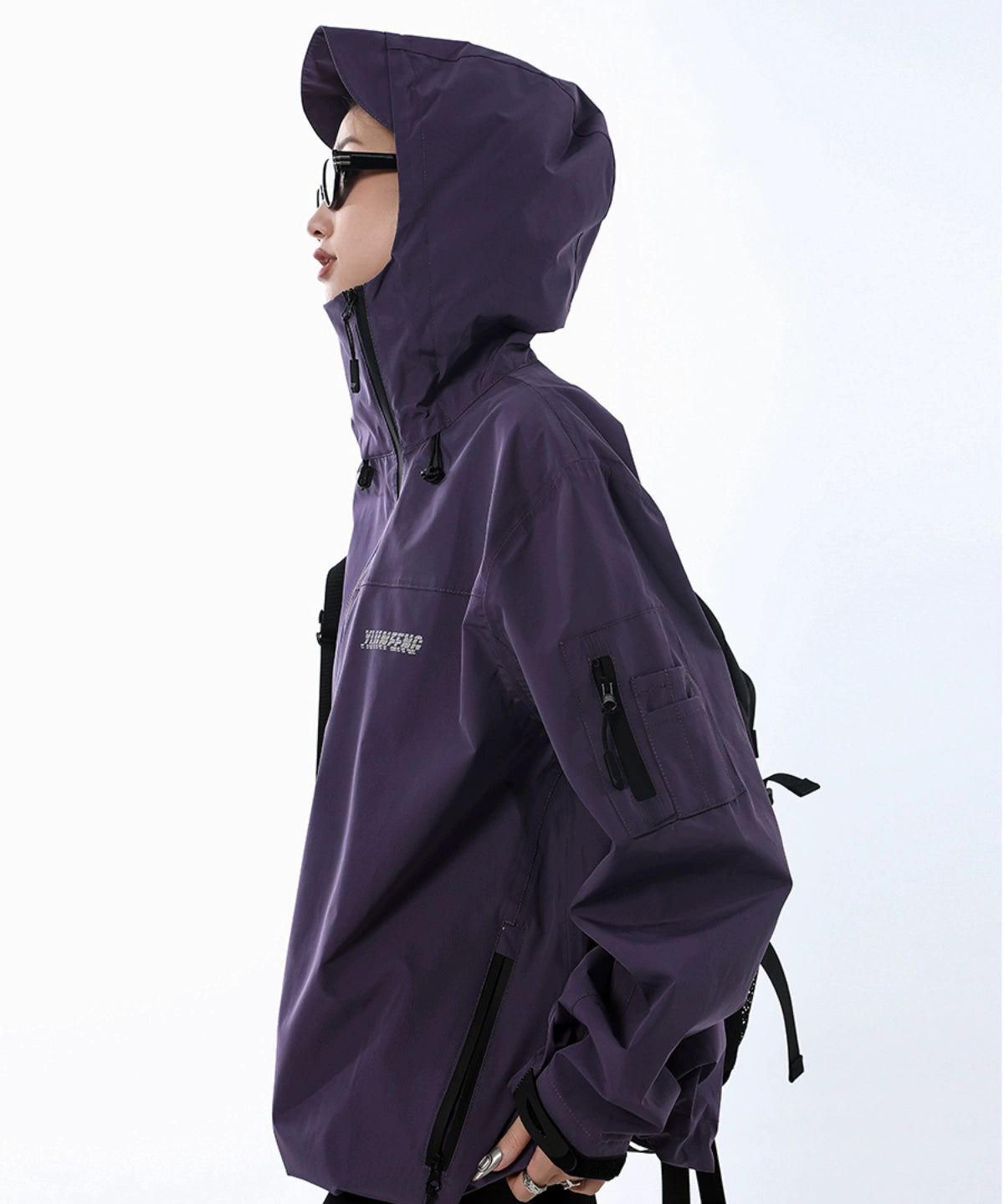 ICH MODE 斜拉链设计感小众户外机能风冲锋外套女百搭工装外套