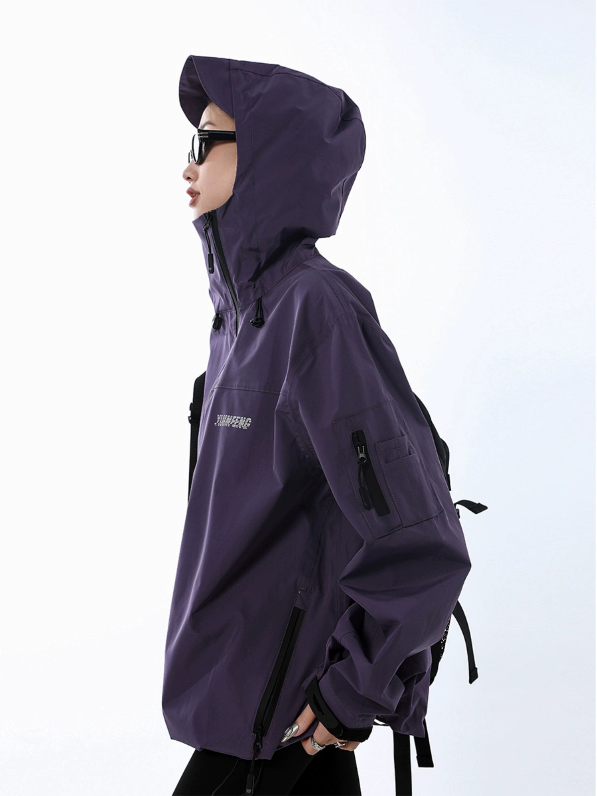 ICH MODE 斜拉链设计感小众户外机能风冲锋外套女百搭工装外套