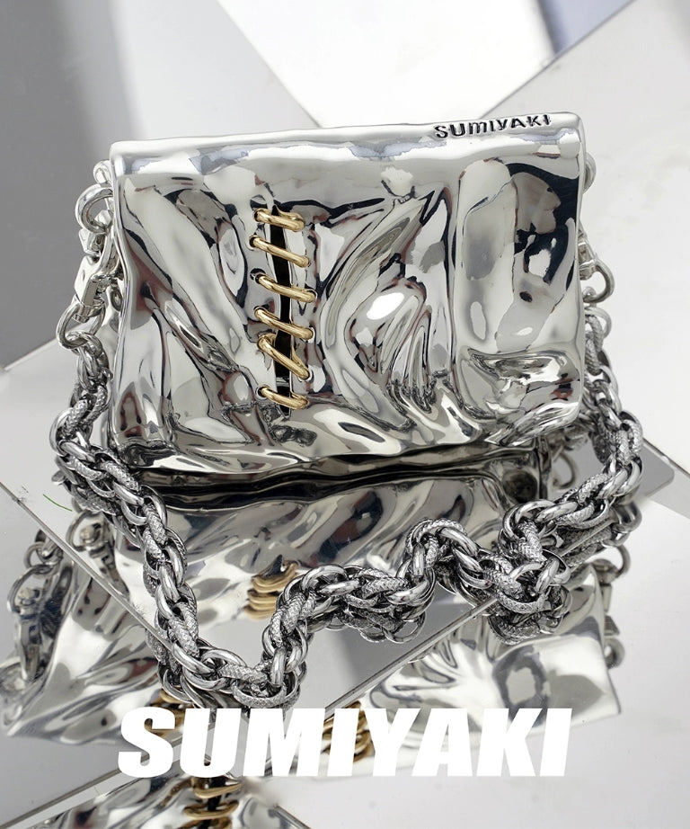 限量！SUMIYAKI原创液态金属褶皱mini口红包包小众设计身体配饰