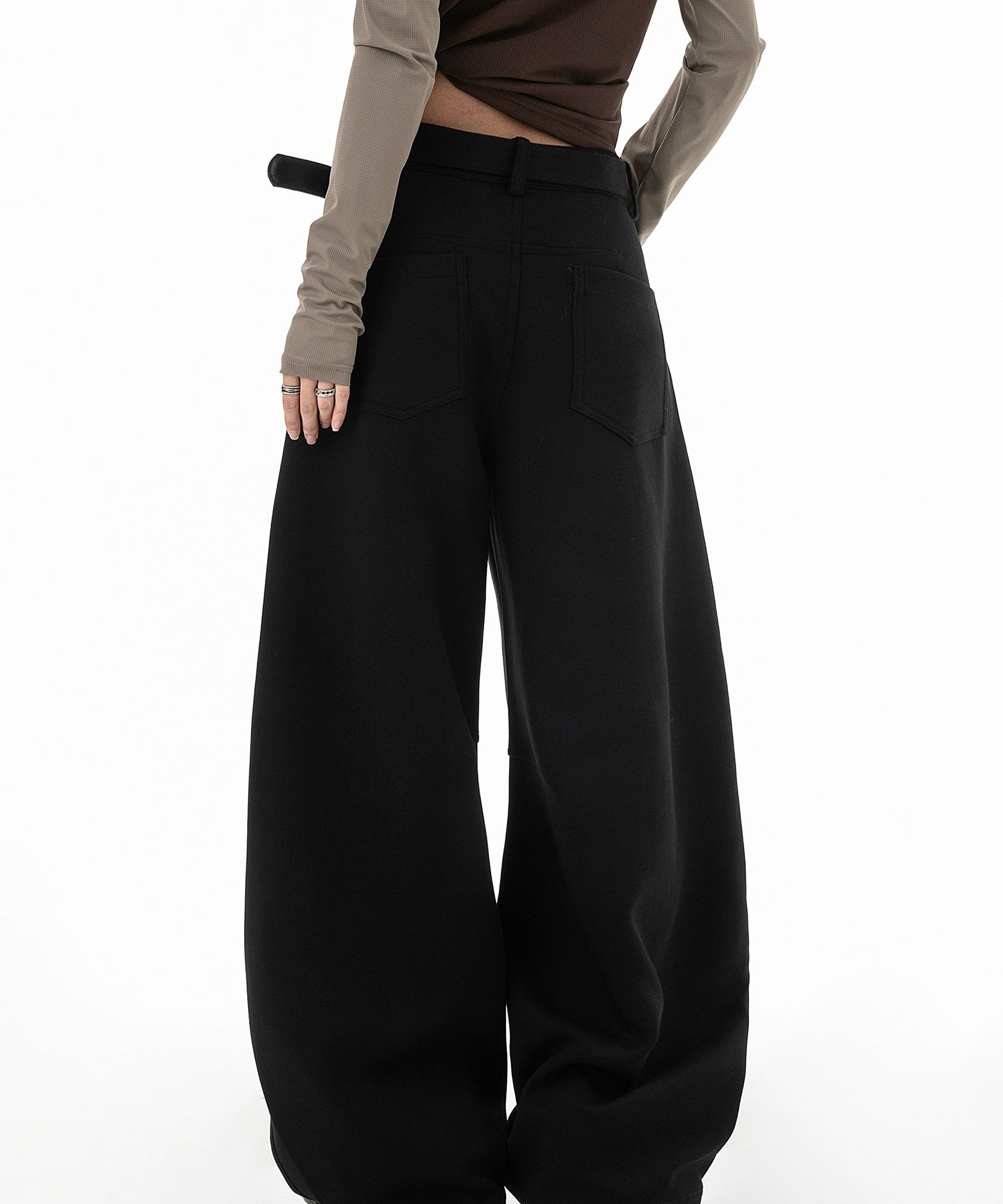 ICH MODE 美式复古弯刀休闲裤女新款宽松直筒阔腿裤子运动裤卫裤