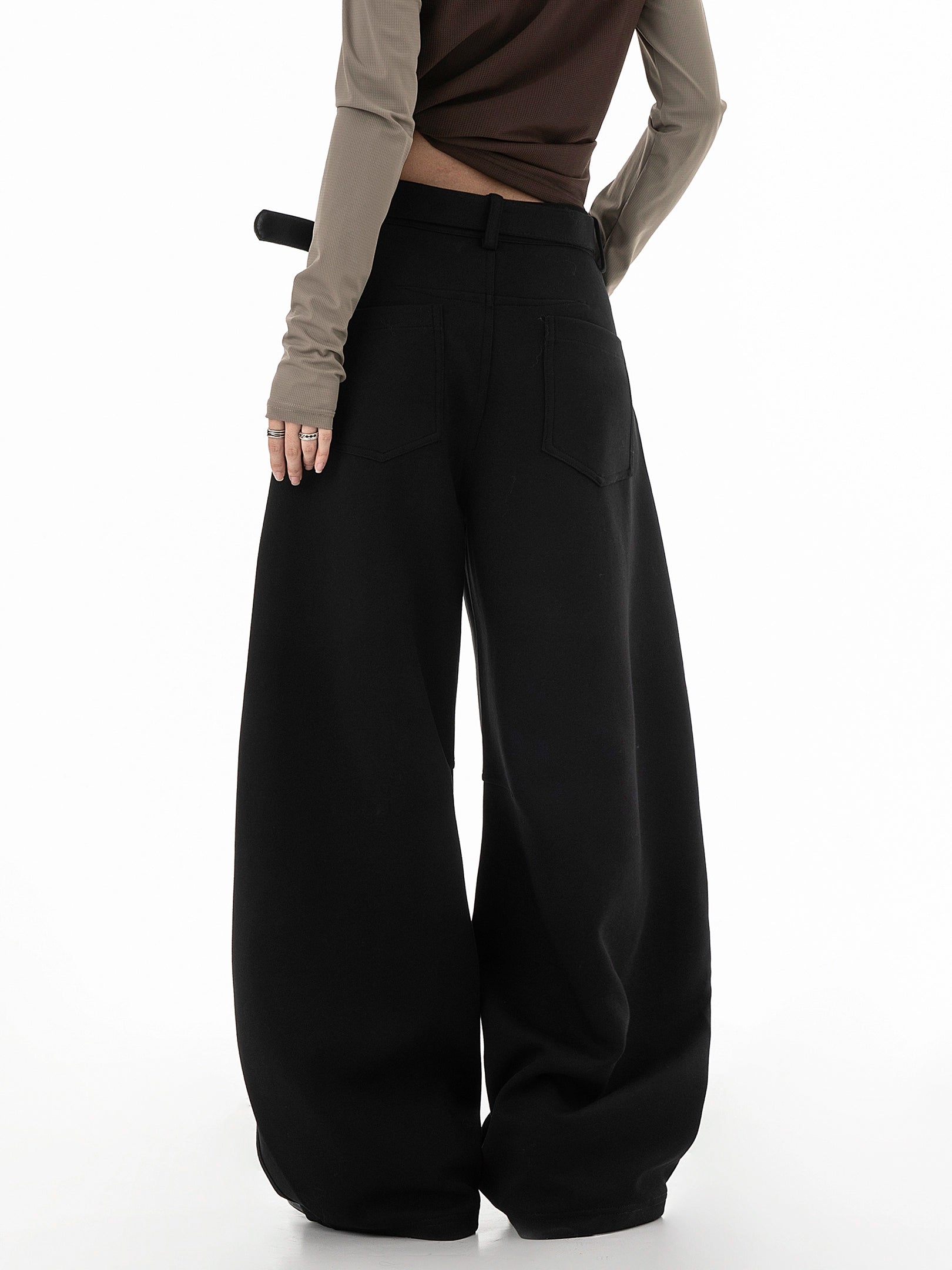 ICH MODE 美式复古弯刀休闲裤女新款宽松直筒阔腿裤子运动裤卫裤