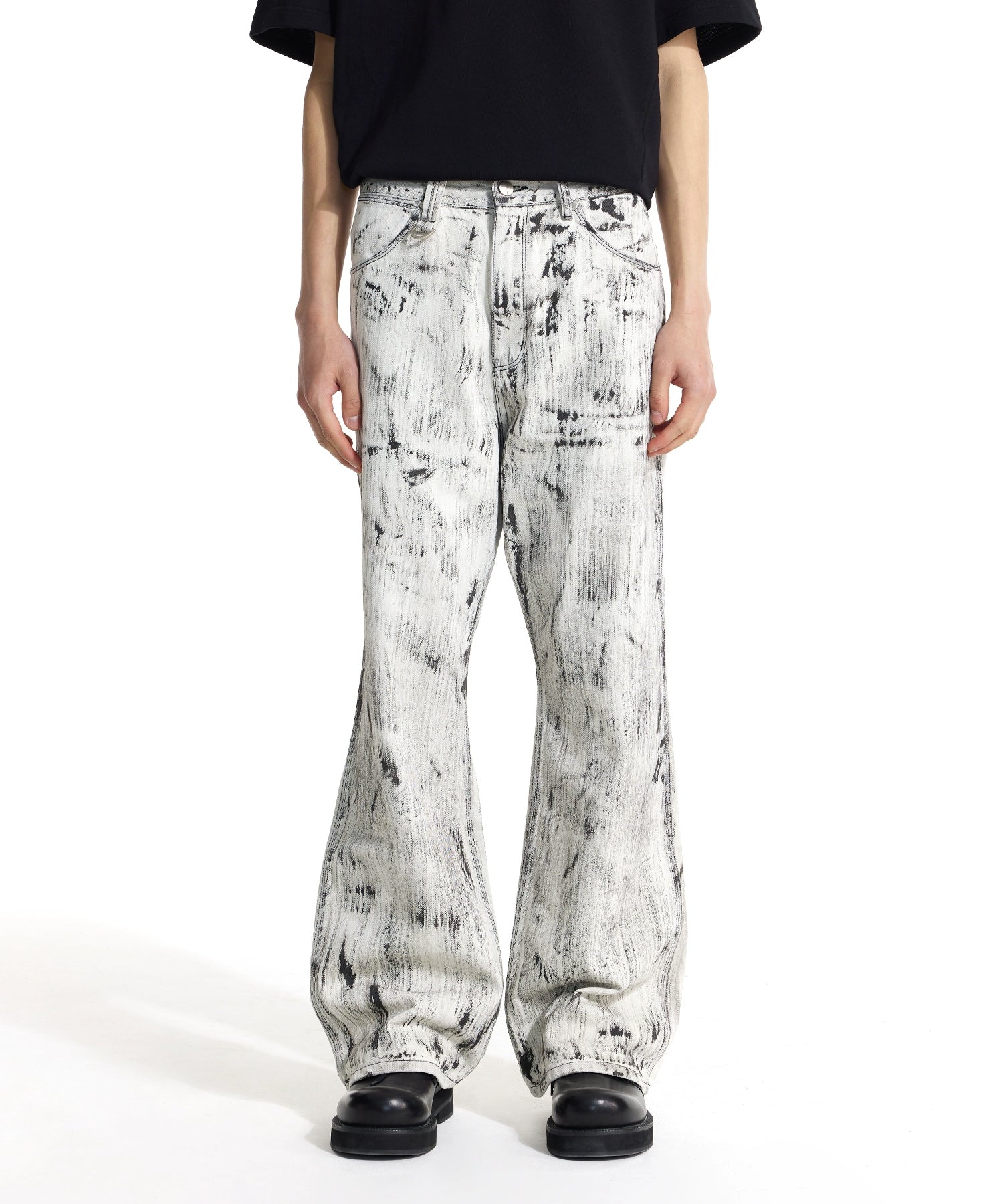 侯雯元明星同款做旧刷漆肌理宽松直筒牛仔百搭长裤TERRAINCOGNITA