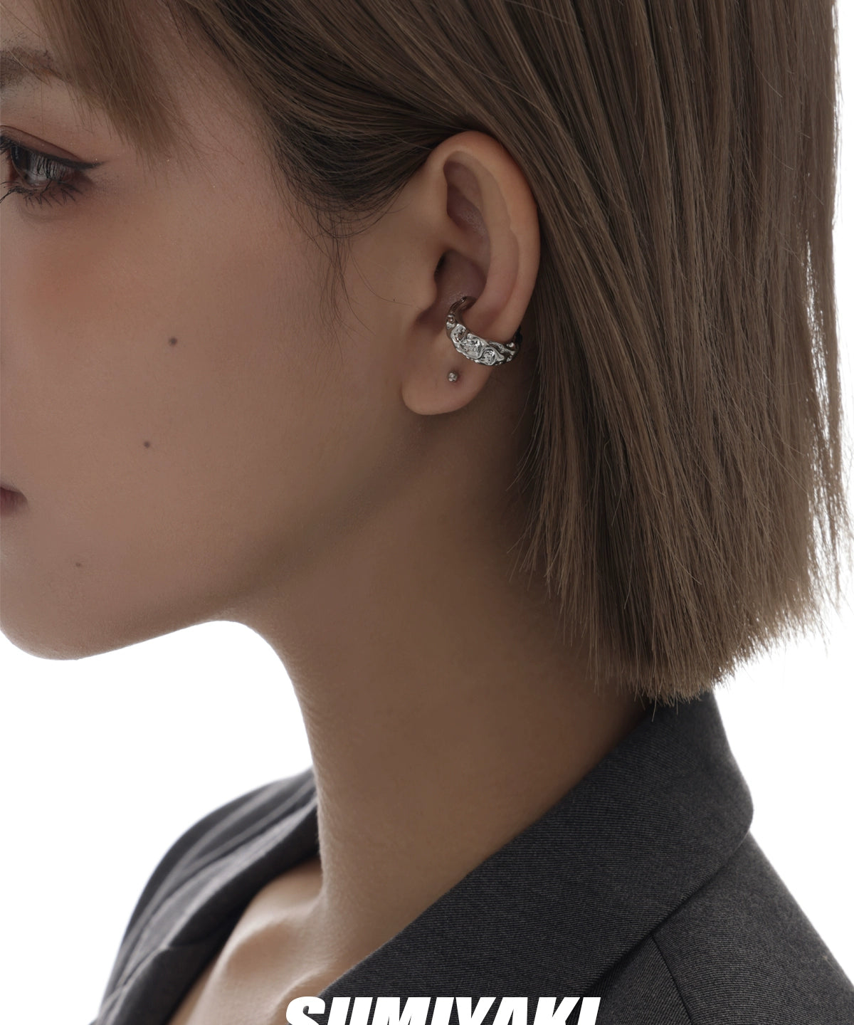 超酷！SUMIYAKI原创熔岩耳夹无耳洞女小众高级感耳骨夹个性耳饰