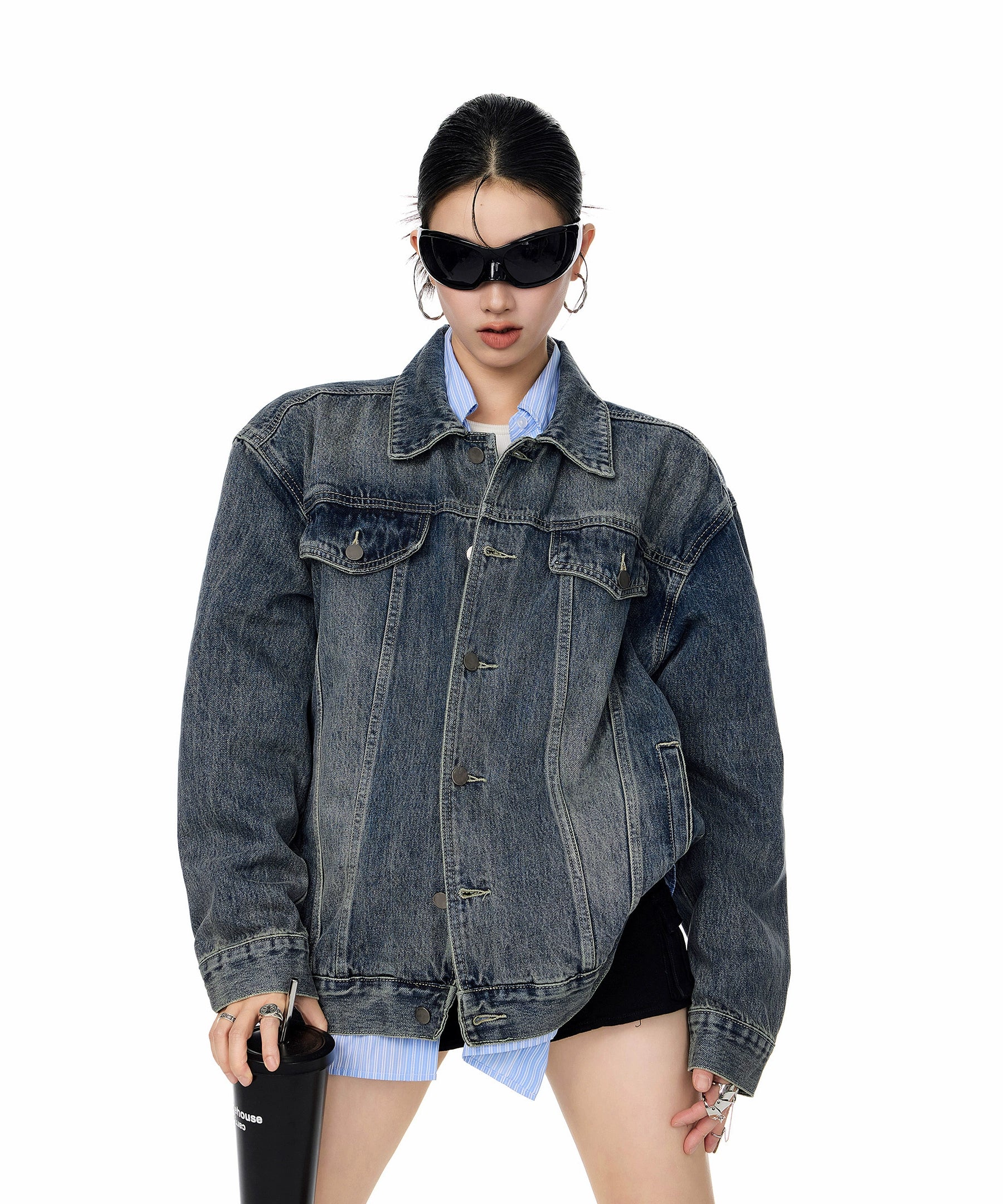 ICH MODE 美式复古工装牛仔外套女秋冬2025新款宽松休闲夹克上衣