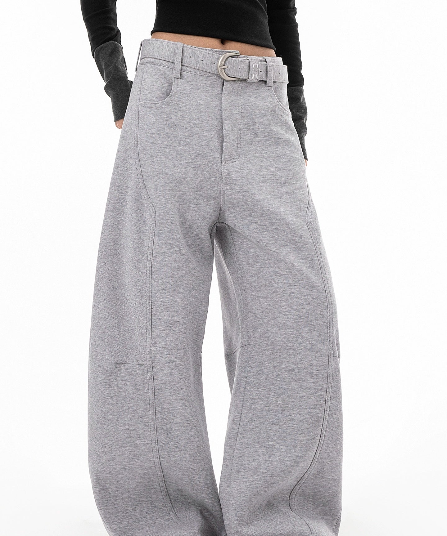 ICH MODE 美式复古弯刀休闲裤女新款宽松直筒阔腿裤子运动裤卫裤