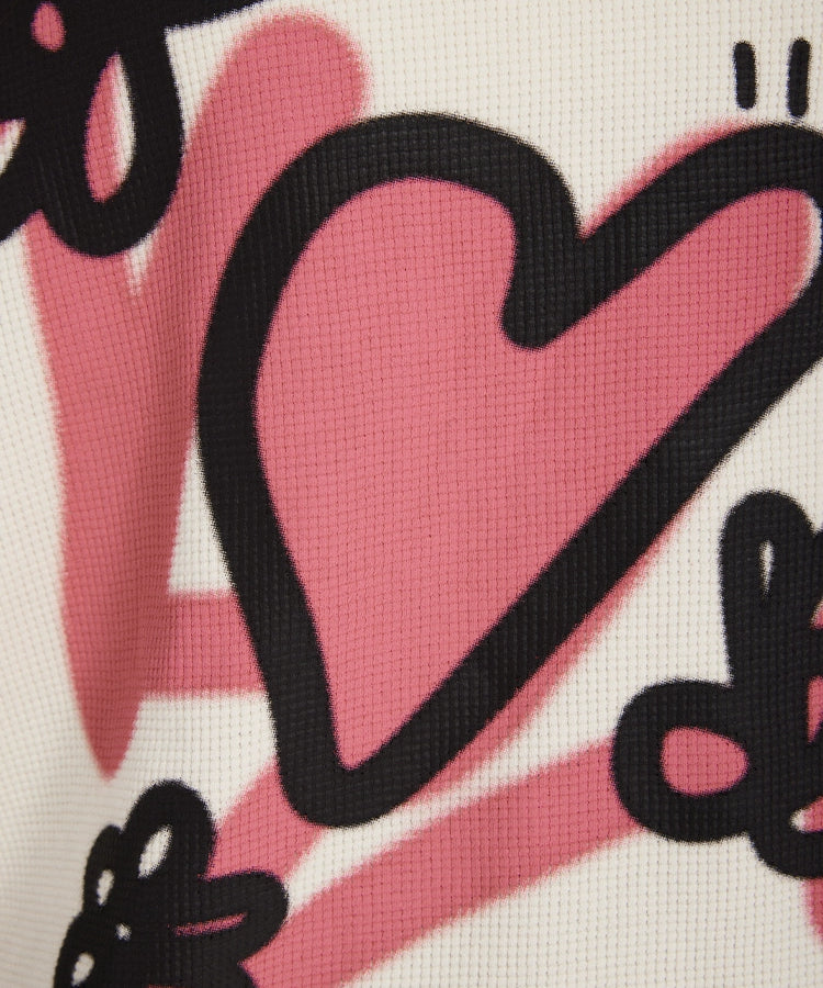 eeeeArtmonster爱心华夫格长袖男女潮流秋季美式宽松T恤ins上衣