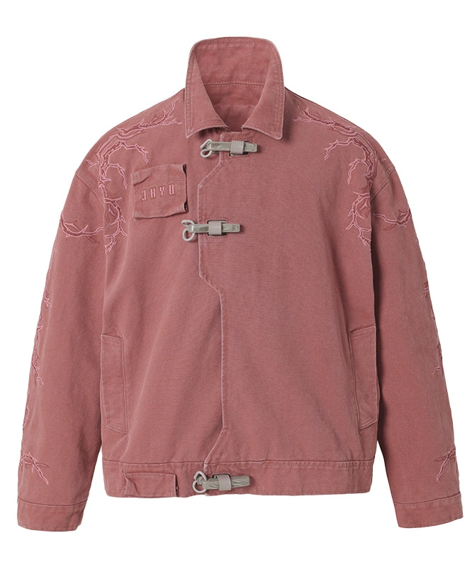 【丞磊同款】JHYQ荆棘新国风重磅机车夹克男潮牌荆棘绣棒球服外套