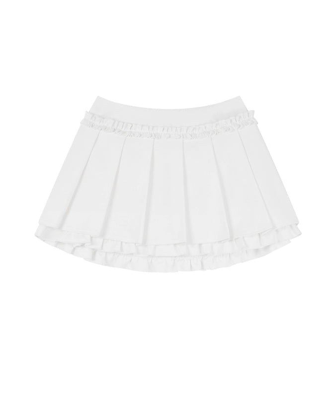 野生zero 白粉色百褶裙女夏设计感小众高腰a字辣妹显瘦半身短裙子