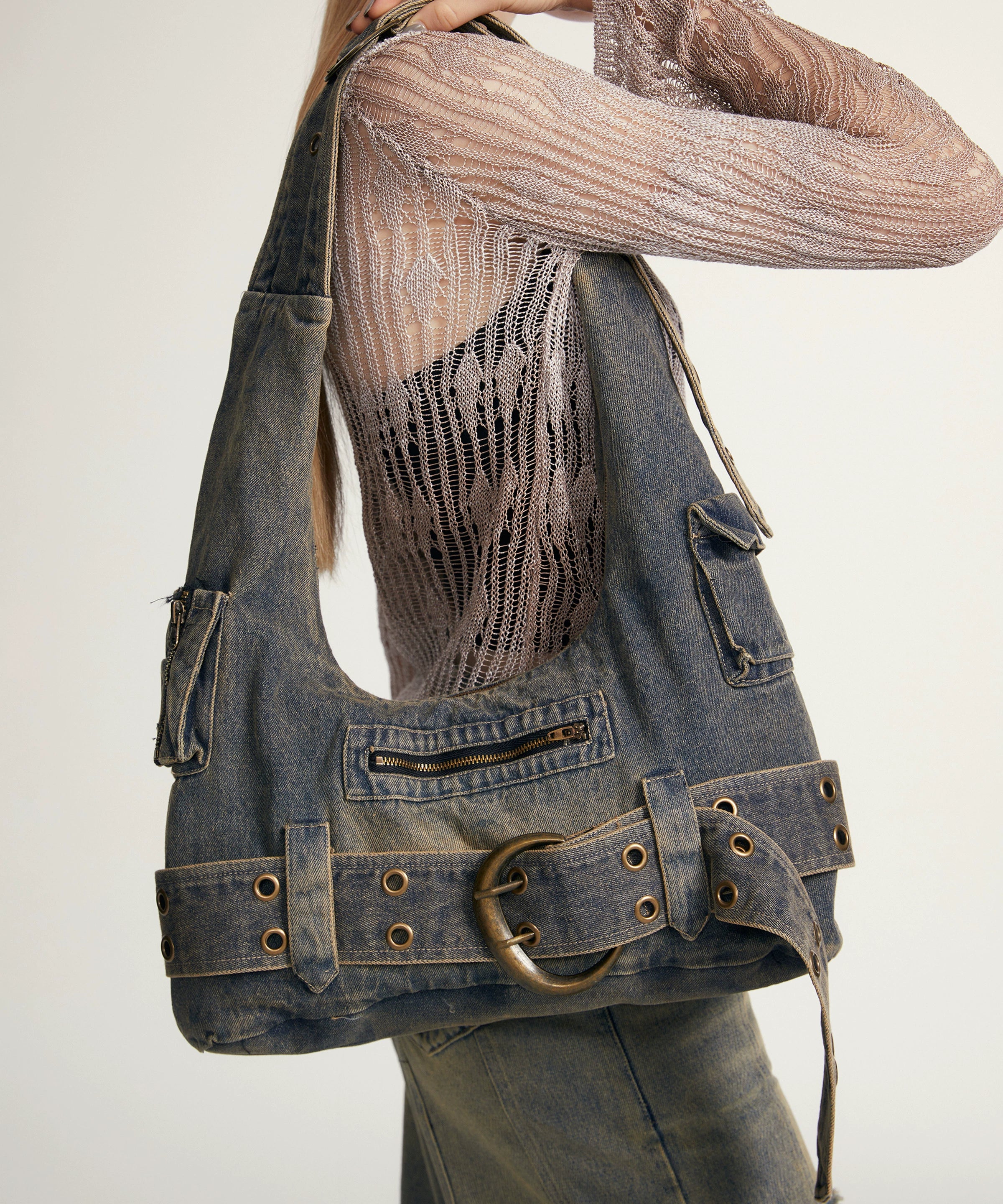 2th Desire原创复古腋下单肩包y2k牛仔包帆布包包包斜挎包女