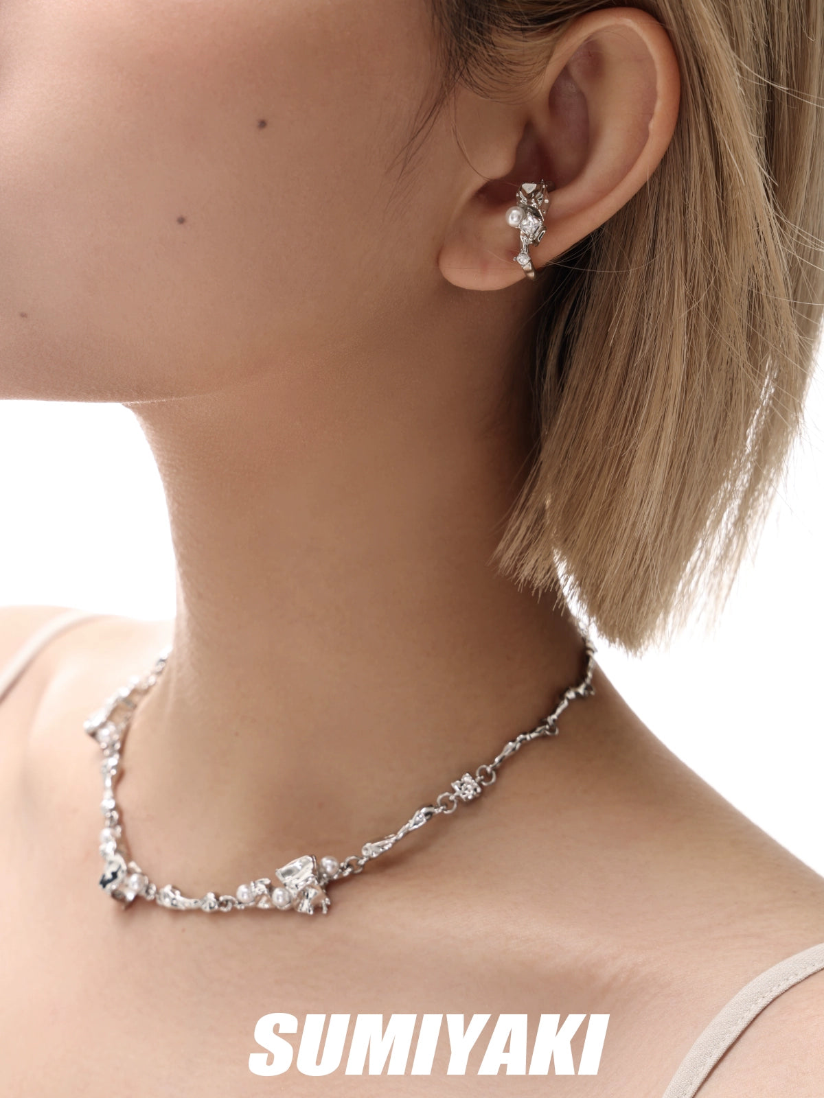 无耳洞星人冲！SUMIYAKI 熔岩方块系列ice冰块珍珠耳夹小众高级感