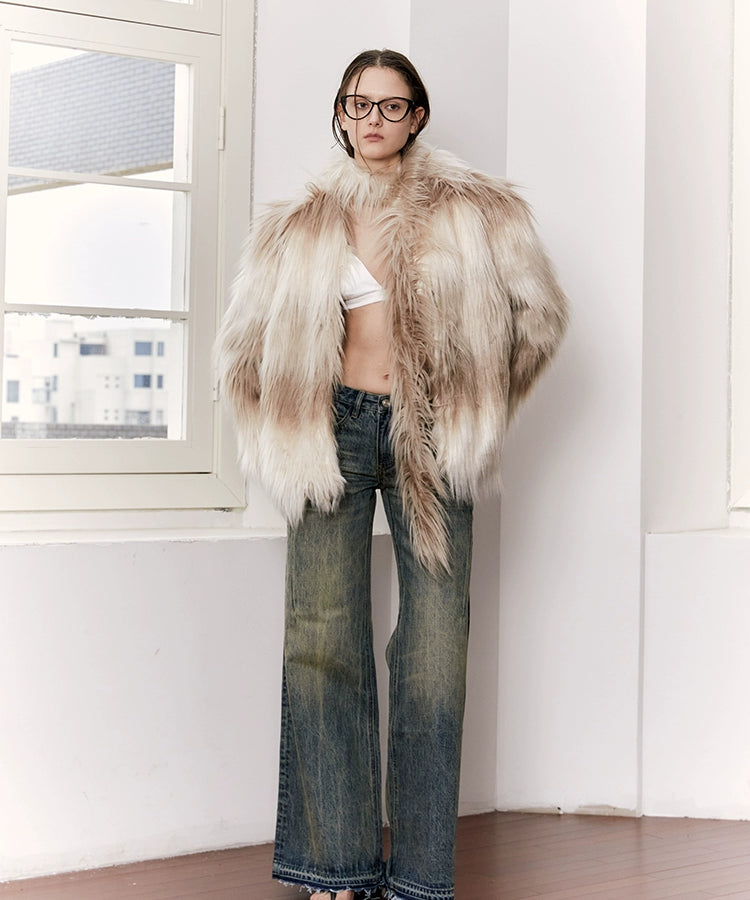 2th Desire原创环保皮草外套女秋冬毛绒保暖中长款加厚大衣外套