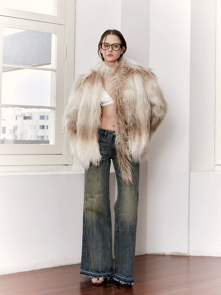 2th Desire原创环保皮草外套女秋冬毛绒保暖中长款加厚大衣外套