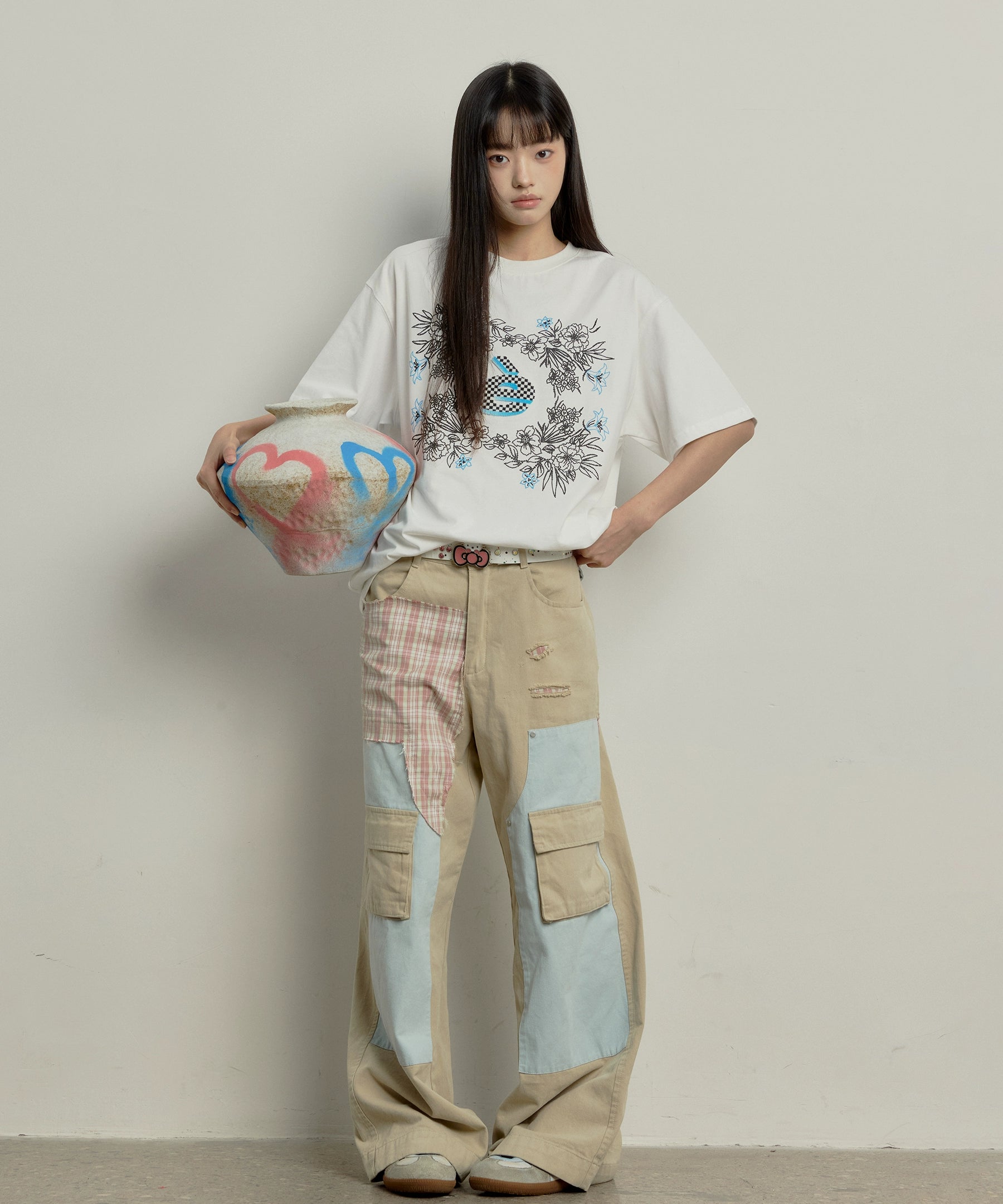 “繁花”| eeee夏日繁花短袖设计感珠点牙刷绣字母T恤情侣装夏季