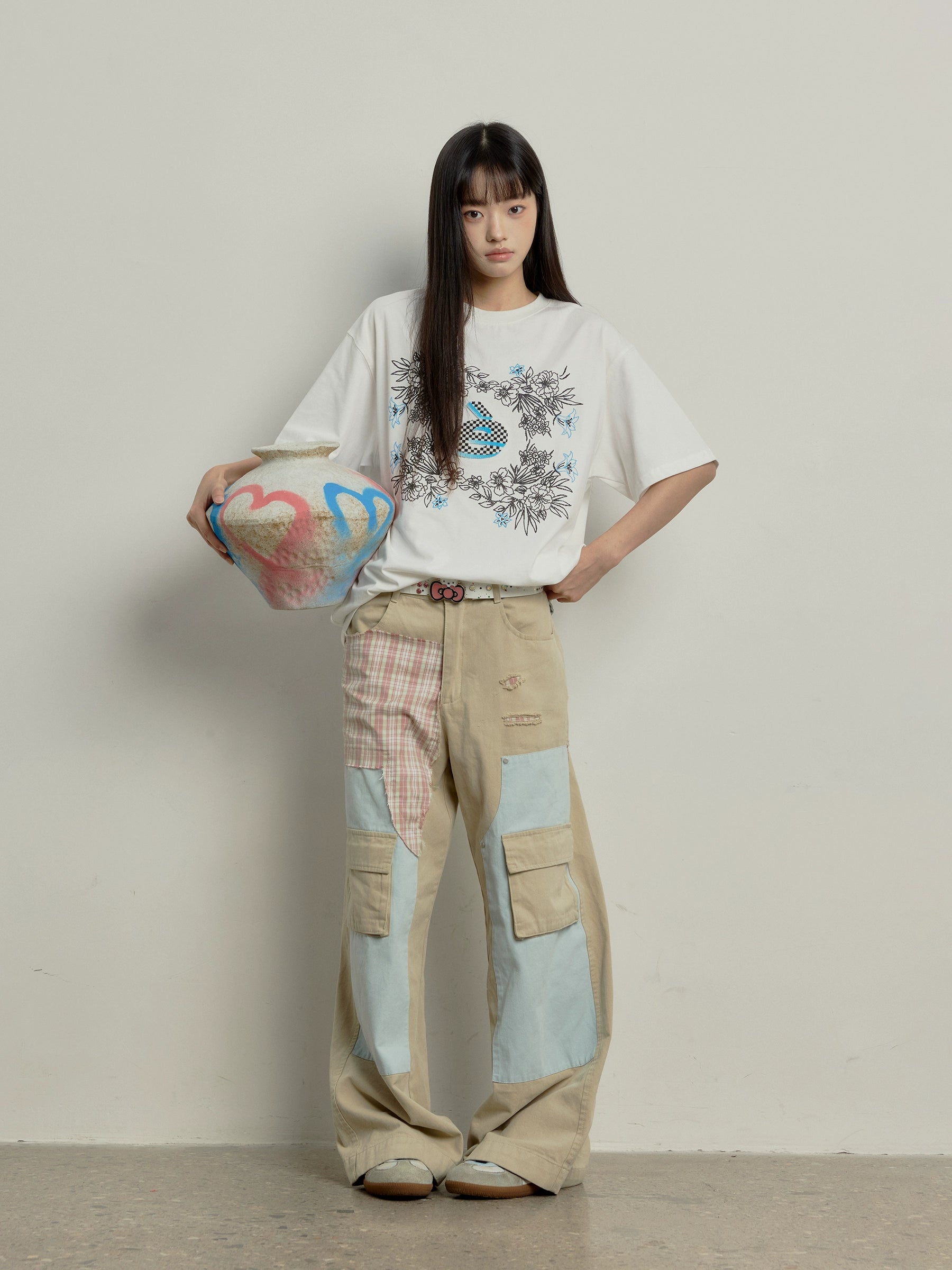 “繁花”| eeee夏日繁花短袖设计感珠点牙刷绣字母T恤情侣装夏季