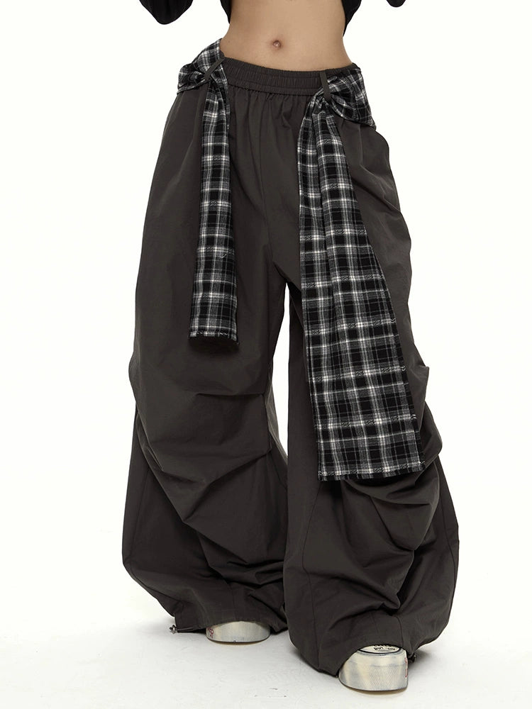 野生zero可拆卸屁帘阔腿休闲裤女秋季美式复古辣妹显瘦工装长裤子