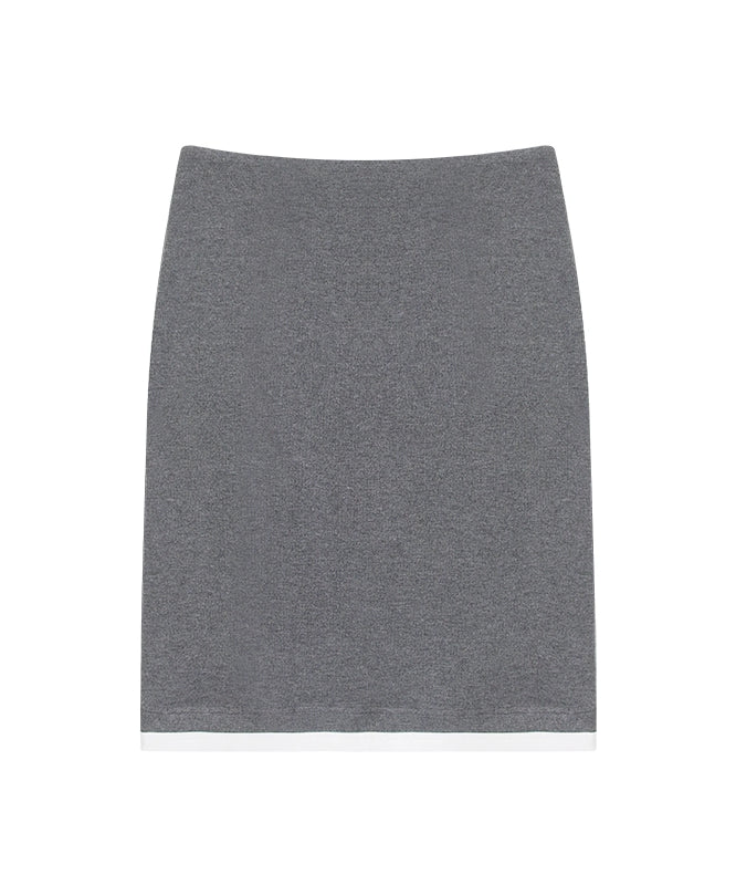 野生zerocircle休闲套装裙女春夏灰色假两件针织开衫直筒半身裙子