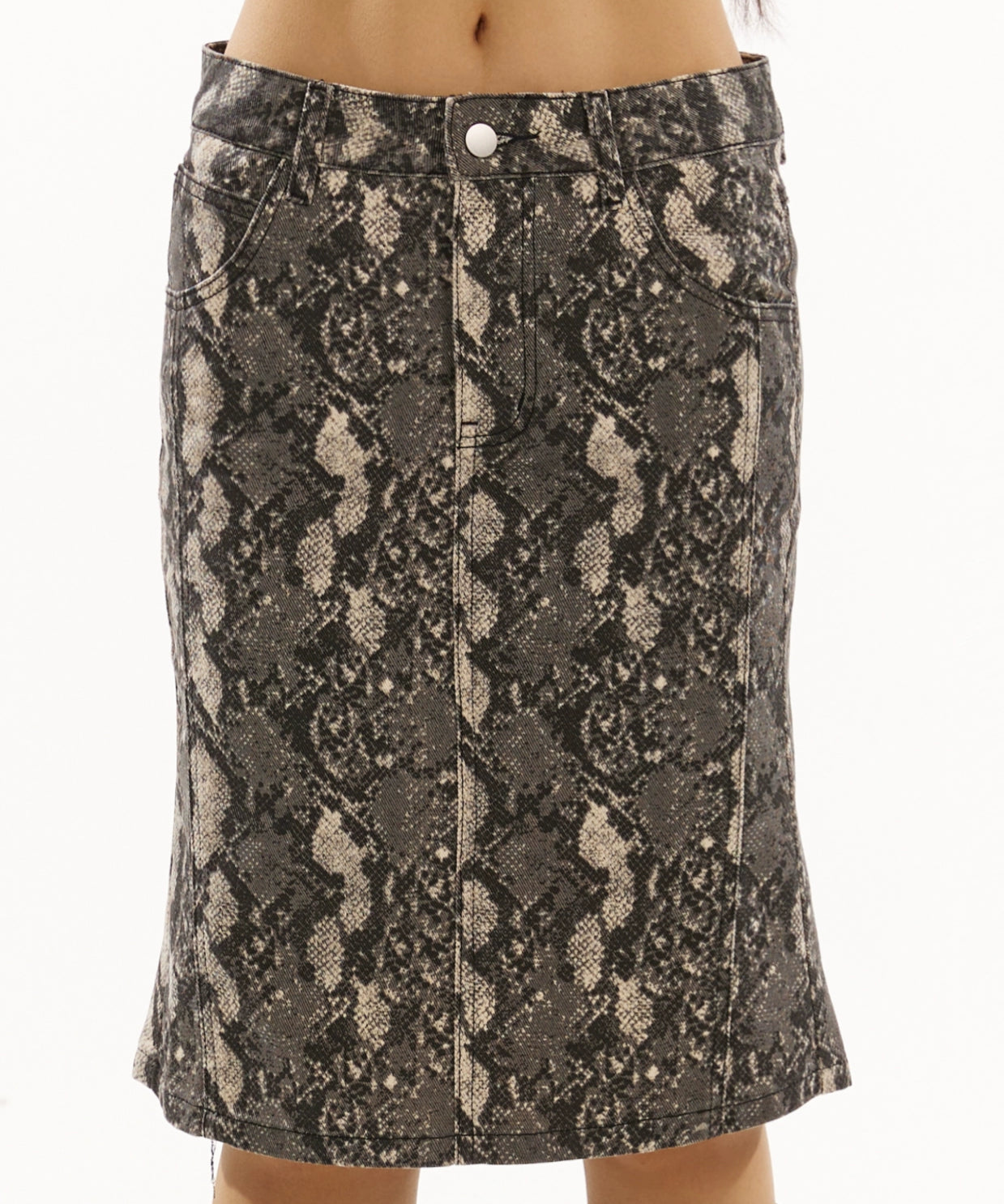 野生zero蛇纹开叉包臀半身裙女夏设计感小众辣妹显瘦直筒中长裙子