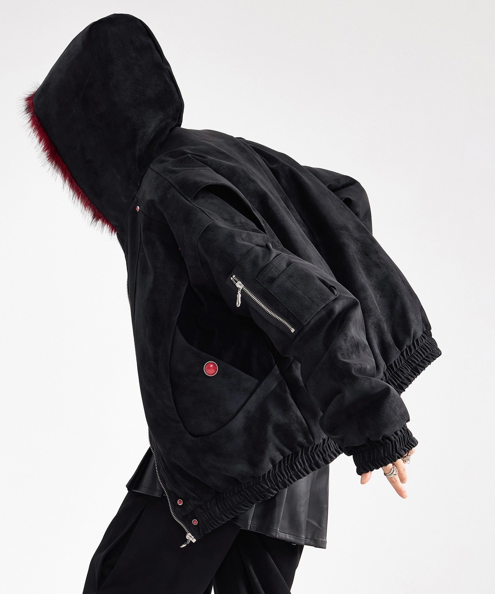 ICH MODE 美式复古座山雕连帽棉服女秋冬季宽松工装短外套小棉袄