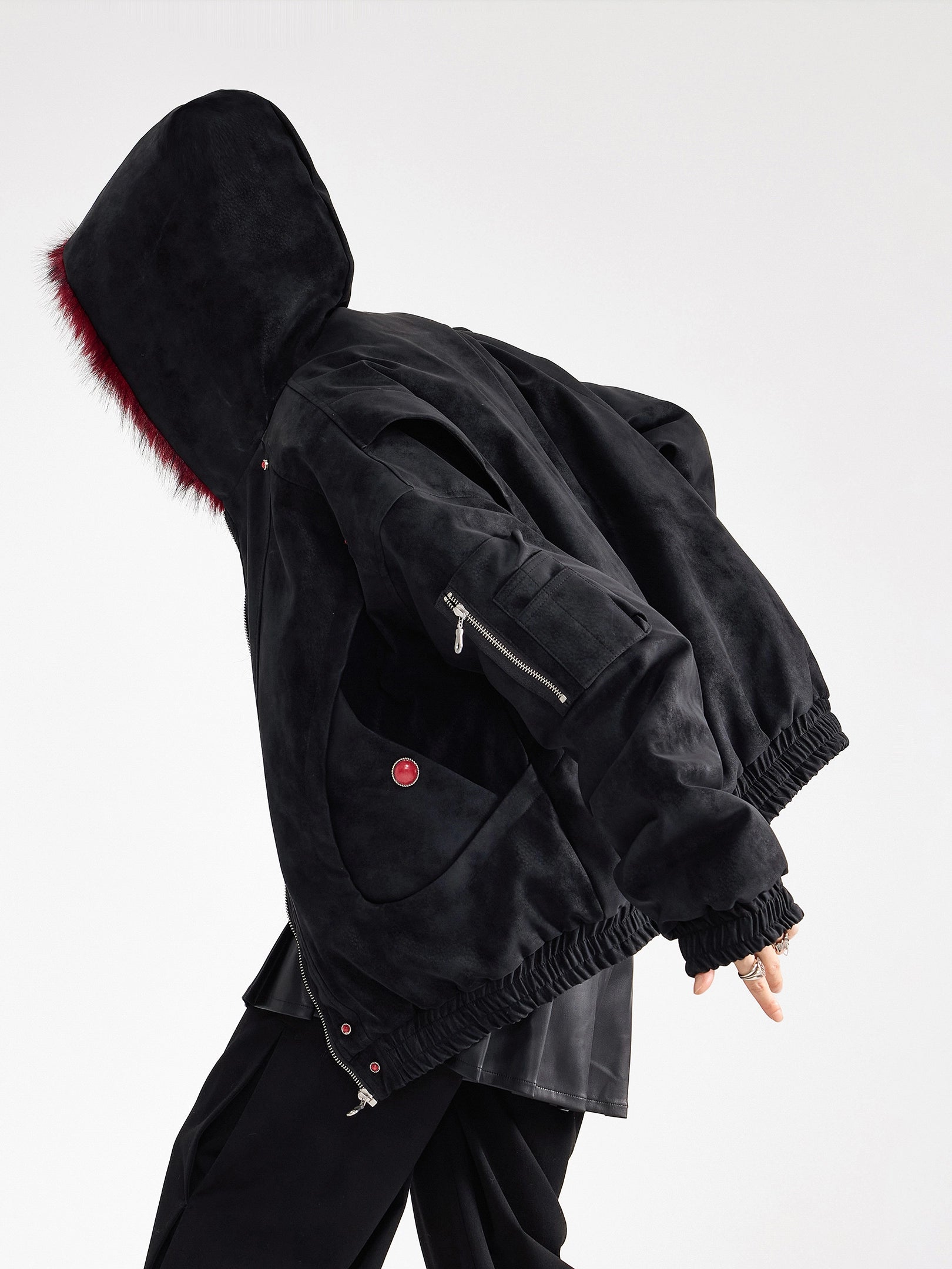 ICH MODE 美式复古座山雕连帽棉服女秋冬季宽松工装短外套小棉袄